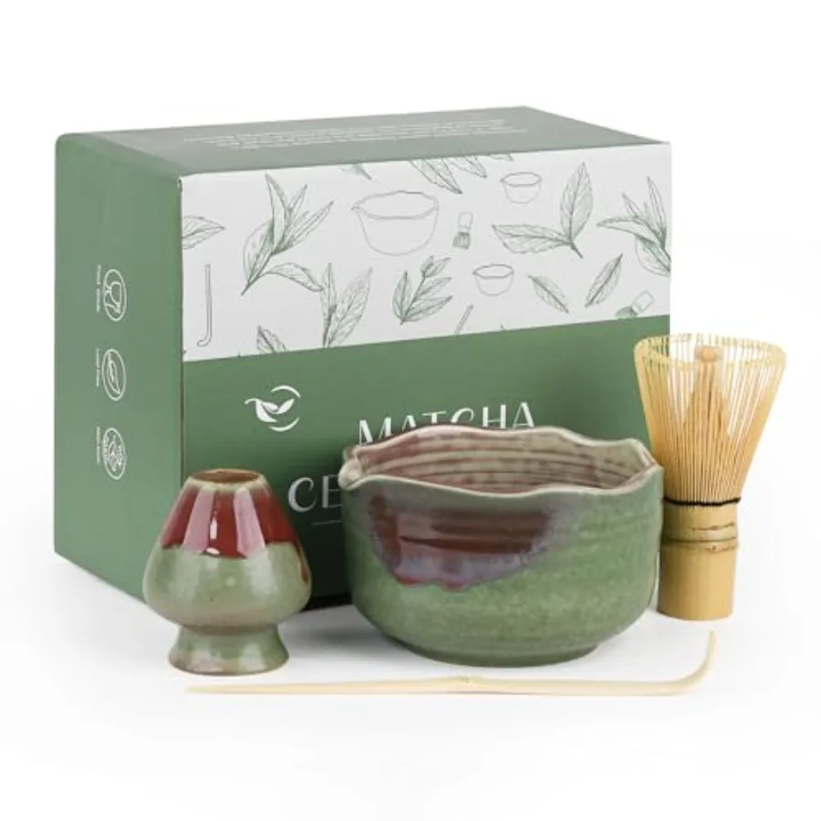 Pottery Matcha Set - Japanese Handcrafted Matcha Tea Bowl Mineral Glaze Bowl with Spout, Bamboo Whisk, Scoop and Chasen Holder
Pottery Matcha Set - Japanese Handcrafted Matcha Tea Bowl Mineral Glaze Bowl with Spout, Bamboo Whisk, Scoop and Chasen Holder