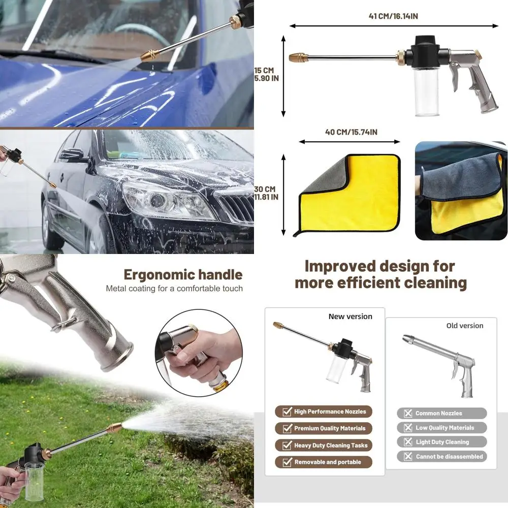 High Pressure Foam Gun Car Wash Sprayer + Washing Towel, Heavy Duty Metal Garden Hose Nozzle with 100cc/3.5oz Plastic Soap Dispe
High Pressure Foam Gun Car Wash Sprayer + Washing Towel, Heavy Duty Metal Garden Hose Nozzle with 100cc/3.5oz Plastic Soap Dispe