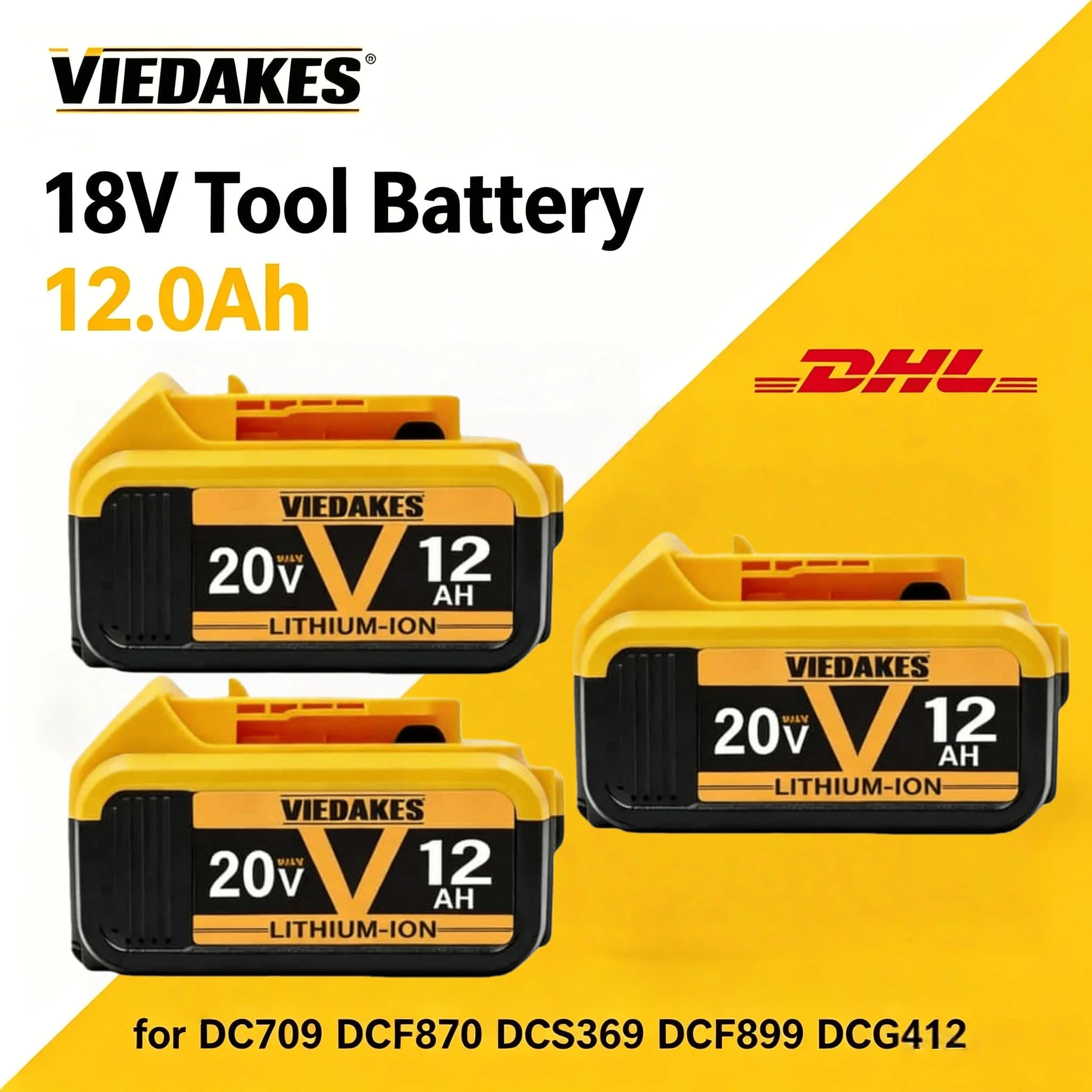 VIEDAKES✈️ 8000 10000 12000mAh Multi Size Battery 18V 20V Replace DCD796 DCF887 DCG405 DCF850, Fast Delivery
VIEDAKES✈️ 8000 10000 12000mAh Multi Size Battery 18V 20V Replace DCD796 DCF887 DCG405 DCF850, Fast Delivery
