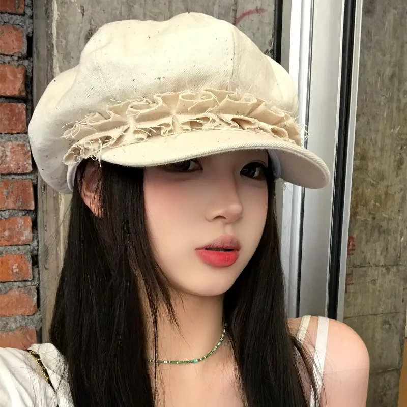 Корейская нишевая плиссированная джинсовая кепка-берет с кружевом для женщин, модная весенне-осенняя модель, восьмиугольная кепка-газетчица/художника для большой головы
Корейская нишевая плиссированная джинсовая кепка-берет с кружевом для женщин, модная весенне-осенняя модель, восьмиугольная кепка-газетчица/художника для большой головы