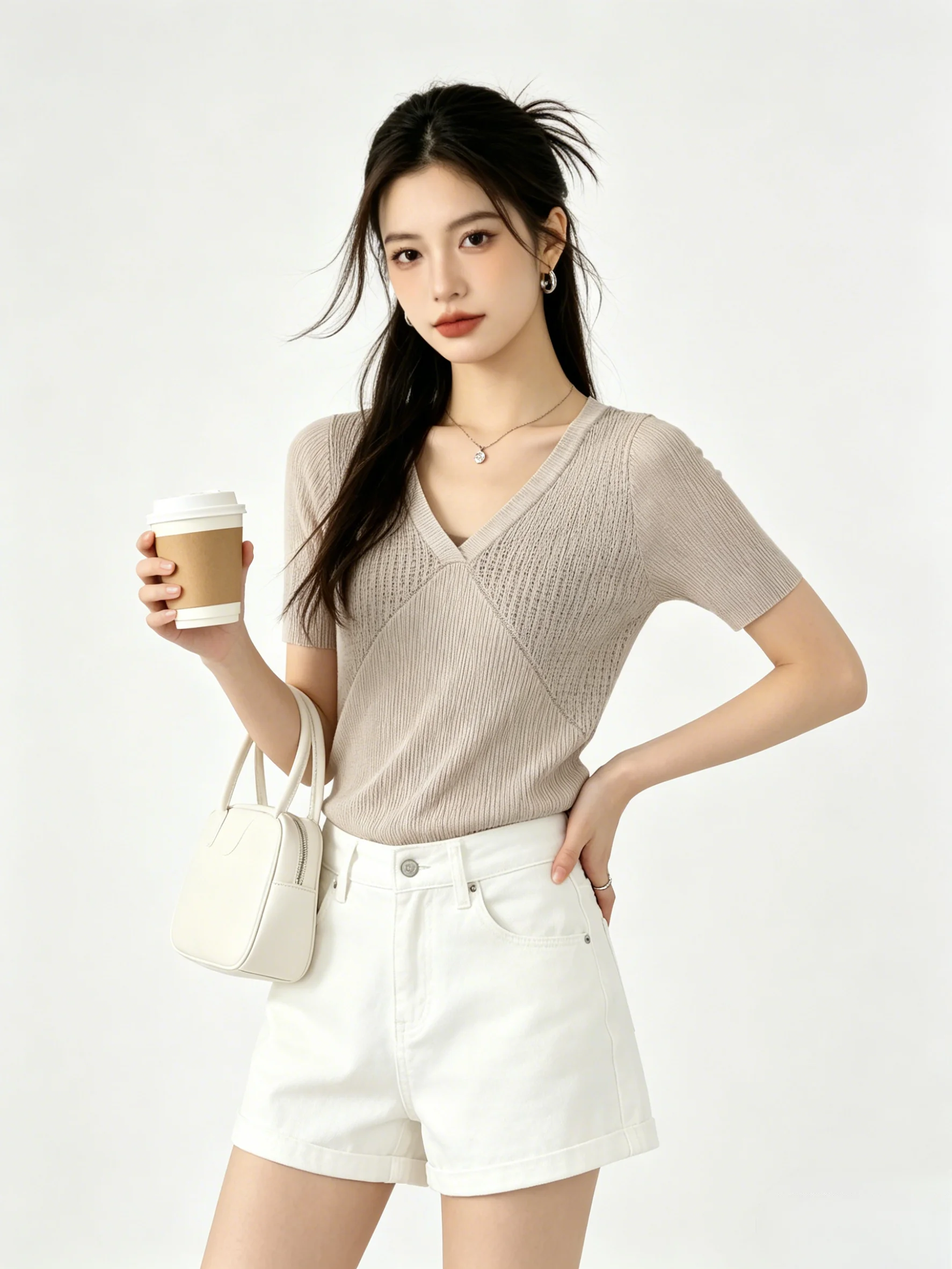 Skin-Friendly V-Neck Knitwear Short Sleeve Slimming Casual Style Korean Fashion Breathable Summer Top for Women
Skin-Friendly V-Neck Knitwear Short Sleeve Slimming Casual Style Korean Fashion Breathable Summer Top for Women