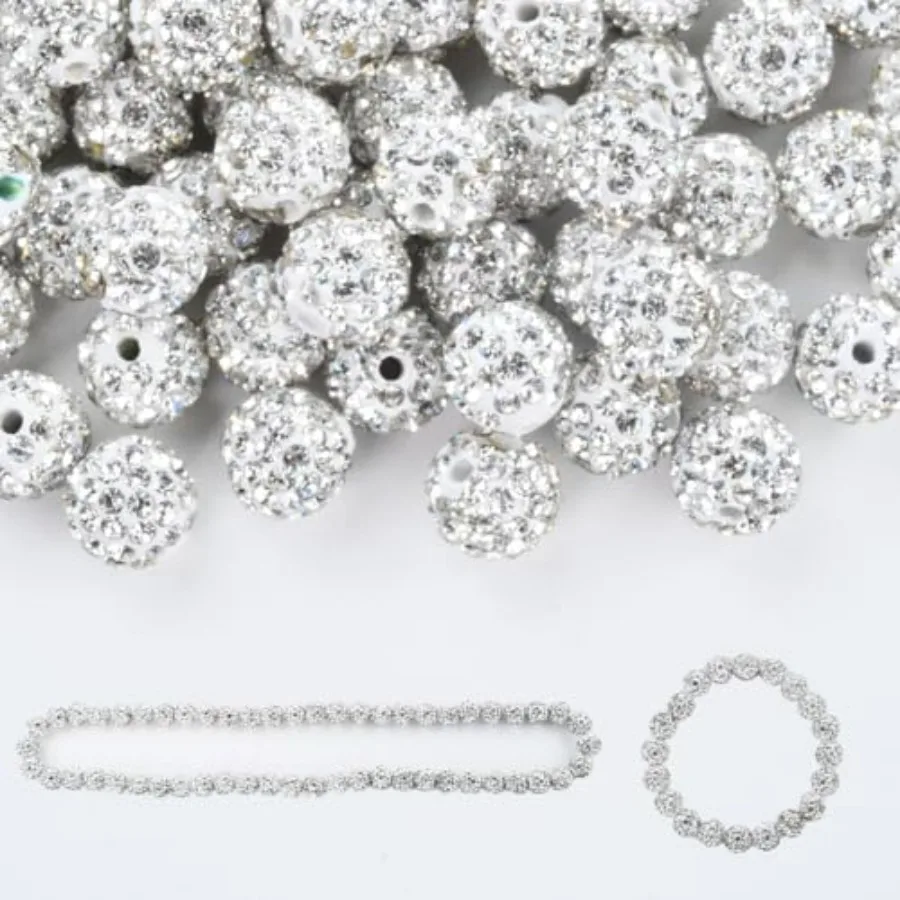 10mm Rhinestone Clay Beads for Crafting - Ice Collection Baseball Bling Style, Round Shamballa Disco Ball Design, Fancy Sparkle
10mm Rhinestone Clay Beads for Crafting - Ice Collection Baseball Bling Style, Round Shamballa Disco Ball Design, Fancy Sparkle