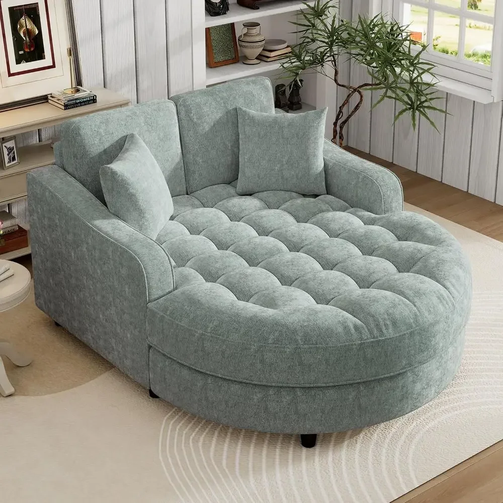 Oversized Chenille Fabric 2-Seat Chaise Lounge Sofa with Tufted Seat and Detachable Pillows for Living Room or Office (Green)
Oversized Chenille Fabric 2-Seat Chaise Lounge Sofa with Tufted Seat and Detachable Pillows for Living Room or Office (Green)