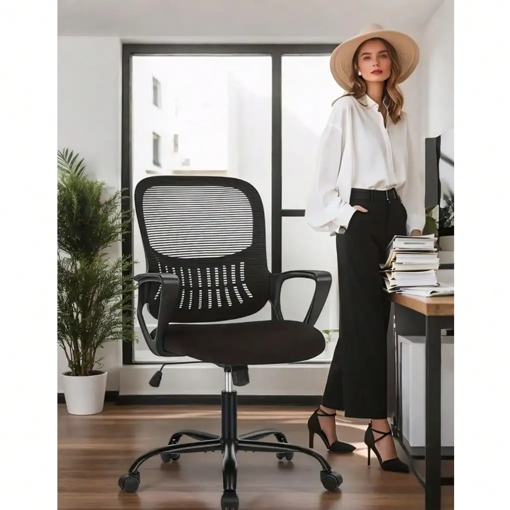 Comfortable Ergonomic Office Chair, Mesh Desk Chair with Armrests & Lumbar Support, Swivel Task Chair for Home Office & Study
Comfortable Ergonomic Office Chair, Mesh Desk Chair with Armrests & Lumbar Support, Swivel Task Chair for Home Office & Study