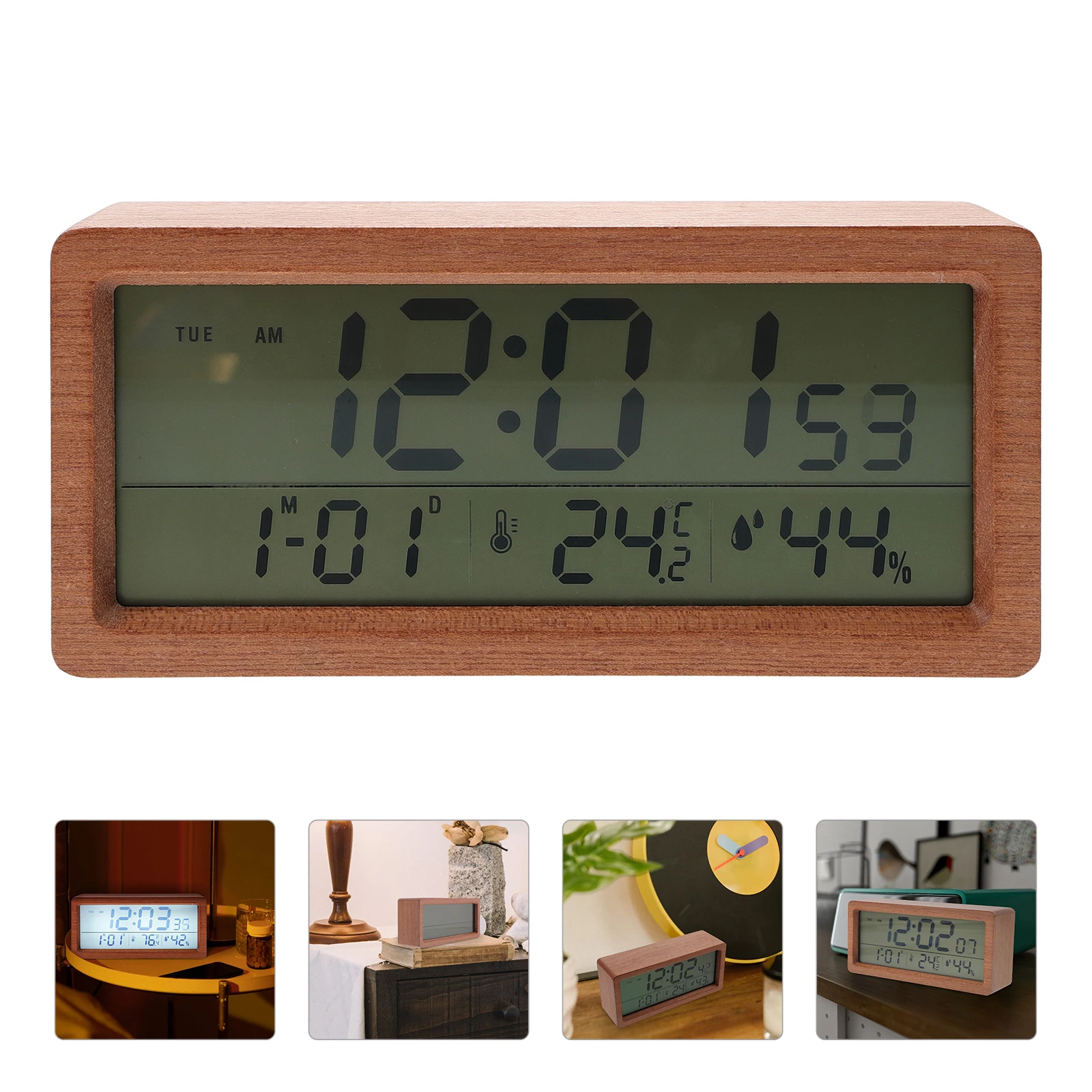 Wooden Electronic Clock Digital Display Desktop Alarm Home Office School Dorm Temperature Humidity Time Mode Practical Gift
Wooden Electronic Clock Digital Display Desktop Alarm Home Office School Dorm Temperature Humidity Time Mode Practical Gift