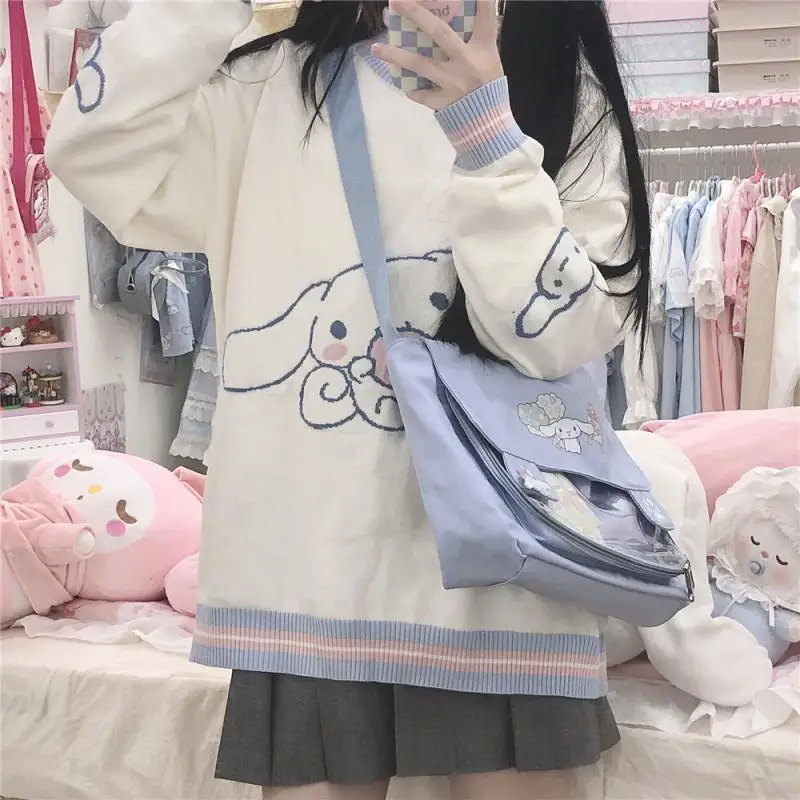 Sanrio милый кавайный мультяшный свитер Hellokitty в стиле «Мой Мелоди», милый пуловер для девочек из аниме, кардиган, куртка, свободные облегающие Топы
Sanrio милый кавайный мультяшный свитер Hellokitty в стиле «Мой Мелоди», милый пуловер для девочек из аниме, кардиган, куртка, свободные облегающие Топы