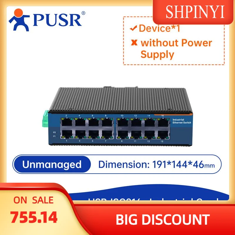 Гигабитный промышленный коммутатор электрических портов PUSR 16 с 8 портами RJ45 10/100/1000 USR-ISF016/ISG016
Гигабитный промышленный коммутатор электрических портов PUSR 16 с 8 портами RJ45 10/100/1000 USR-ISF016/ISG016