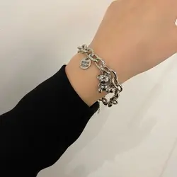 Handcrafted Alloy Love Bear Bracelet Plating Round Geometric Chain Daily Handcrafted Alloy Love Bear Bracelet Plating Round Geometric Chain Daily