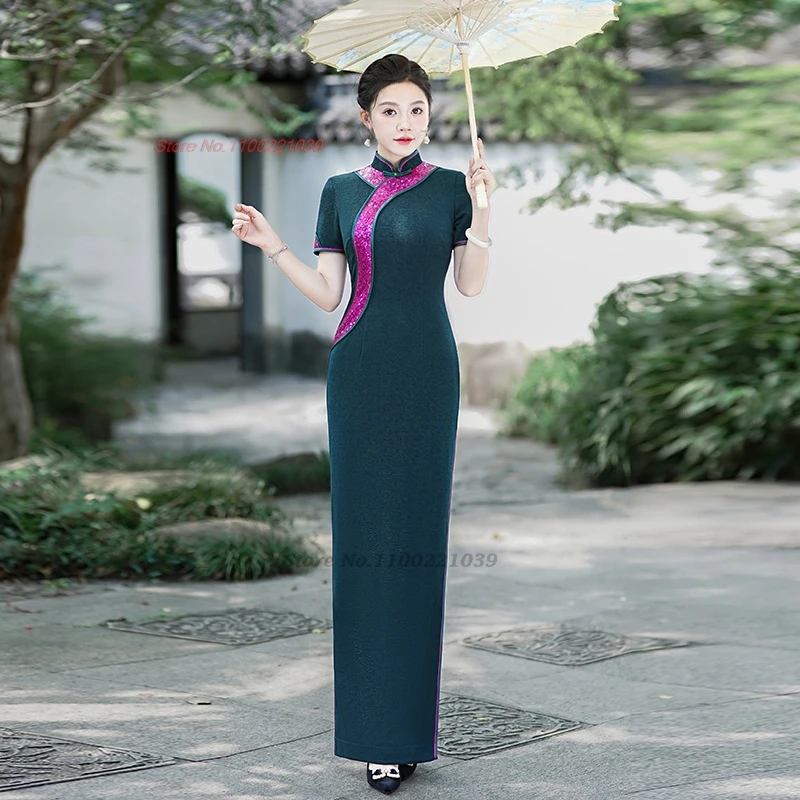 Китайское винтажное платье 2021, улучшенное Ципао, традиционное Cheongsam с блестками, сценическое платье для банкета, вечернее платье Ципао, платье
Китайское винтажное платье 2021, улучшенное Ципао, традиционное Cheongsam с блестками, сценическое платье для банкета, вечернее платье Ципао, платье