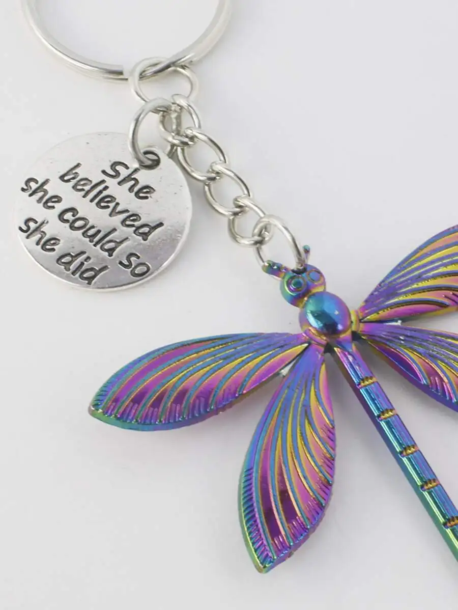 Inspiring Slogan Round Charm And Iridescent Dragonfly Keychain For Adults
Inspiring Slogan Round Charm And Iridescent Dragonfly Keychain For Adults