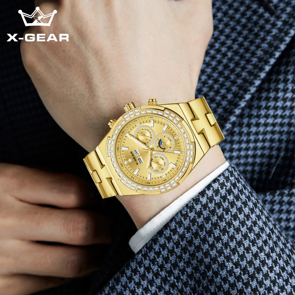 X-GEAR Men's Watch Mechanical Movement Luxury Gold Big Dial Stainless Steel Wristwatch
X-GEAR Men's Watch Mechanical Movement Luxury Gold Big Dial Stainless Steel Wristwatch
