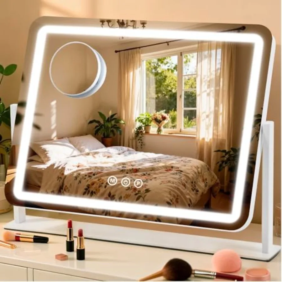 Vanity Mirror with Lights, 5X Magnification Spot Mirror, Makeup Mirror with Dimmable 3 Color Lighting, 17.3"L x 14.2"W
Vanity Mirror with Lights, 5X Magnification Spot Mirror, Makeup Mirror with Dimmable 3 Color Lighting, 17.3"L x 14.2"W
