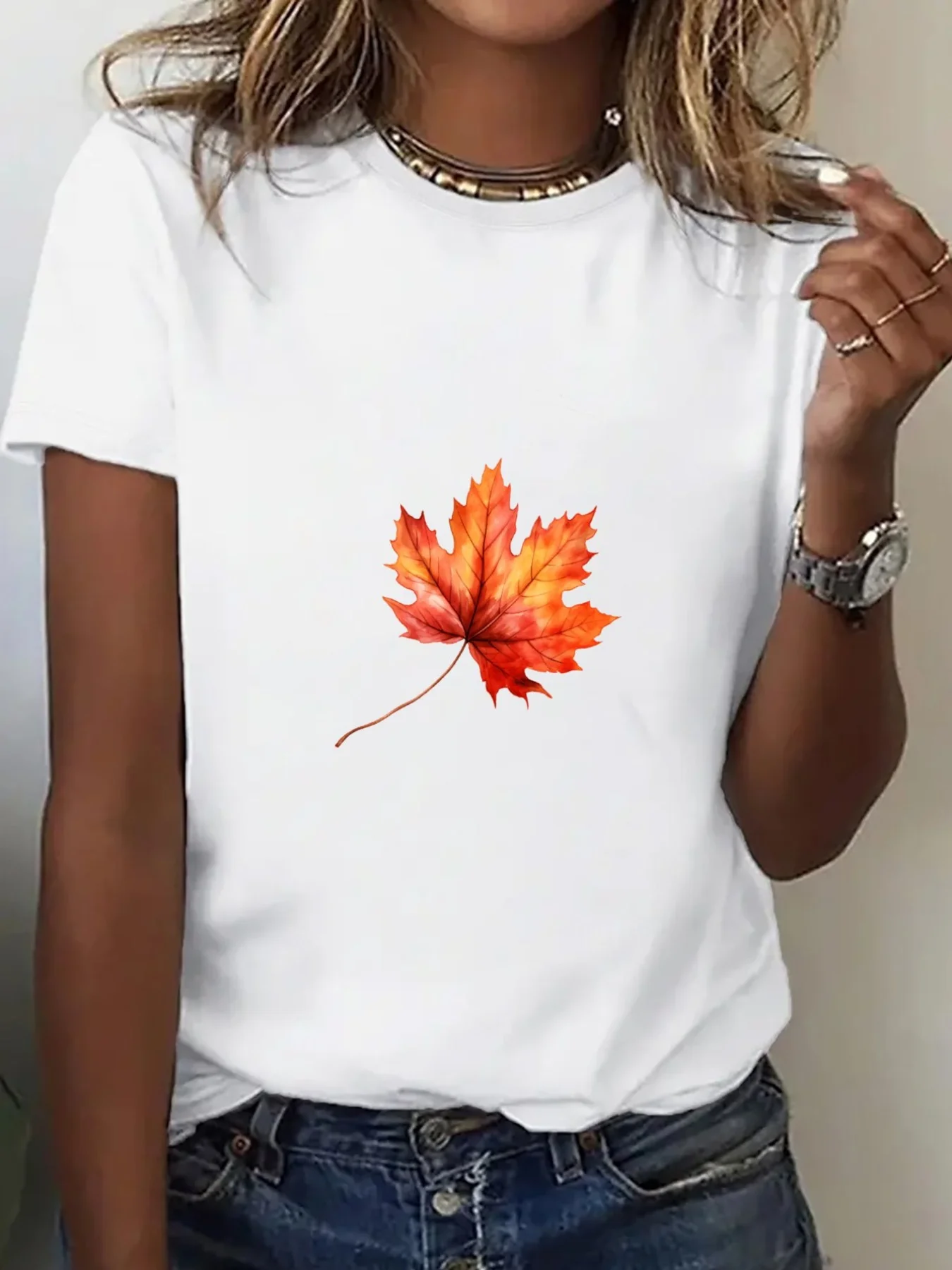 Women's Short Sleeve T-Shirt with Red Maple Leaf Print Casual Fit Black Summer Short Sleeved Harajuku Streetwear Tops Tees
Women's Short Sleeve T-Shirt with Red Maple Leaf Print Casual Fit Black Summer Short Sleeved Harajuku Streetwear Tops Tees