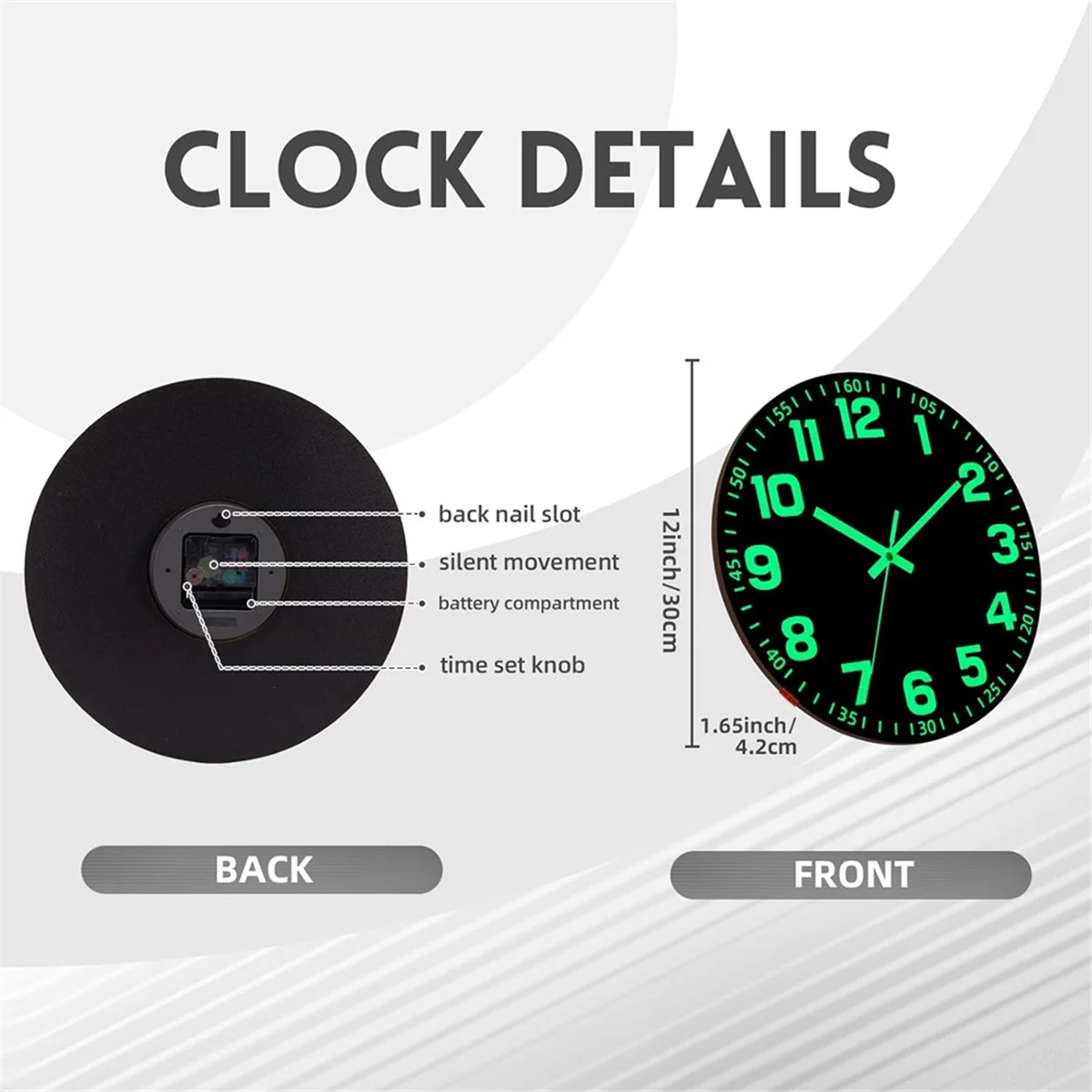 AT13 12inch Wall Clocks Glow in the Dark Clock Silent Wall Clock Non Ticking Night Lights Luminous Wooden Vintage Wall Clock
AT13 12inch Wall Clocks Glow in the Dark Clock Silent Wall Clock Non Ticking Night Lights Luminous Wooden Vintage Wall Clock