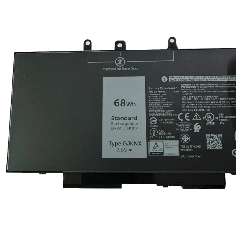 Аккумулятор для ноутбука GJKNX GD1JP для Latitude E5480 5580 5490 5590 и ноутбуков серии Precision M3520 M3530, 7,6 В/68 Втч
Аккумулятор для ноутбука GJKNX GD1JP для Latitude E5480 5580 5490 5590 и ноутбуков серии Precision M3520 M3530, 7,6 В/68 Втч