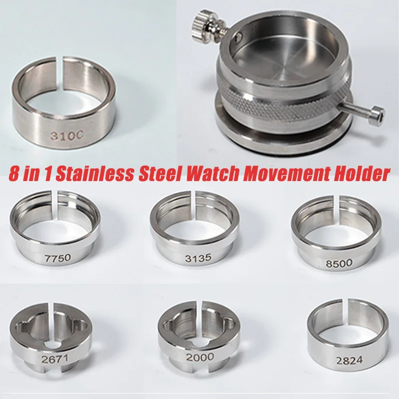 Watch Repair Tools 8 in1 Stainless Steel Watch Movement Holder for 2824/2671/7750/2000/8500/2500/3135/2892 with a Rotatable base
Watch Repair Tools 8 in1 Stainless Steel Watch Movement Holder for 2824/2671/7750/2000/8500/2500/3135/2892 with a Rotatable base