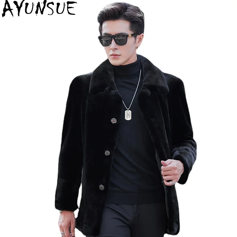 AYUNSUE High Quality Real Mink Fur Jackets for Men 2025 New Winter Mid-length Natural Fur Coat Single-breasted Fur Coats Lapel
AYUNSUE High Quality Real Mink Fur Jackets for Men 2025 New Winter Mid-length Natural Fur Coat Single-breasted Fur Coats Lapel
