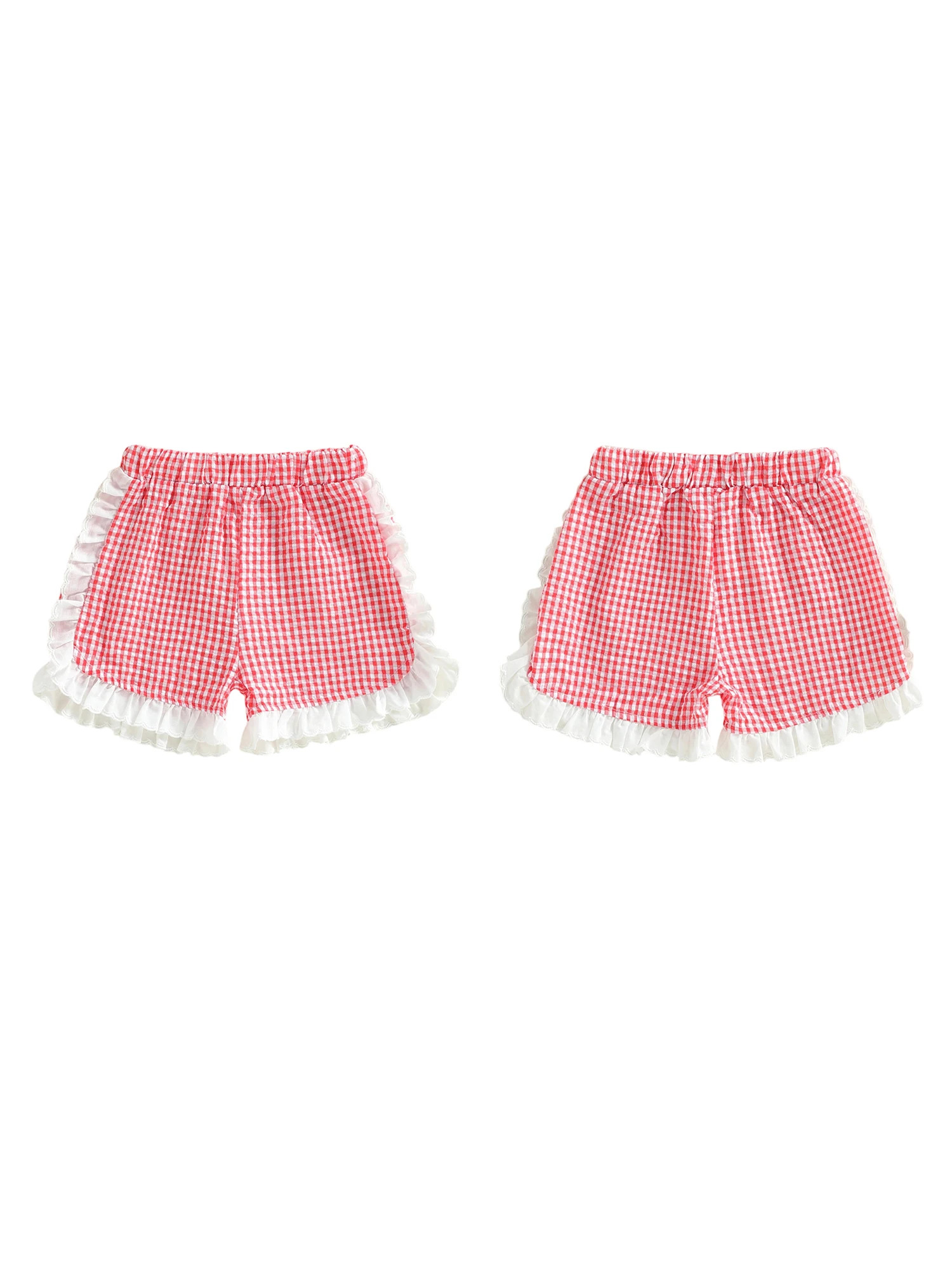 Adorable Infant Girls Stylish Checkered Shorts with Cute Ruffle Detail and Comfortable Elastic Waistband for Summer
Adorable Infant Girls Stylish Checkered Shorts with Cute Ruffle Detail and Comfortable Elastic Waistband for Summer