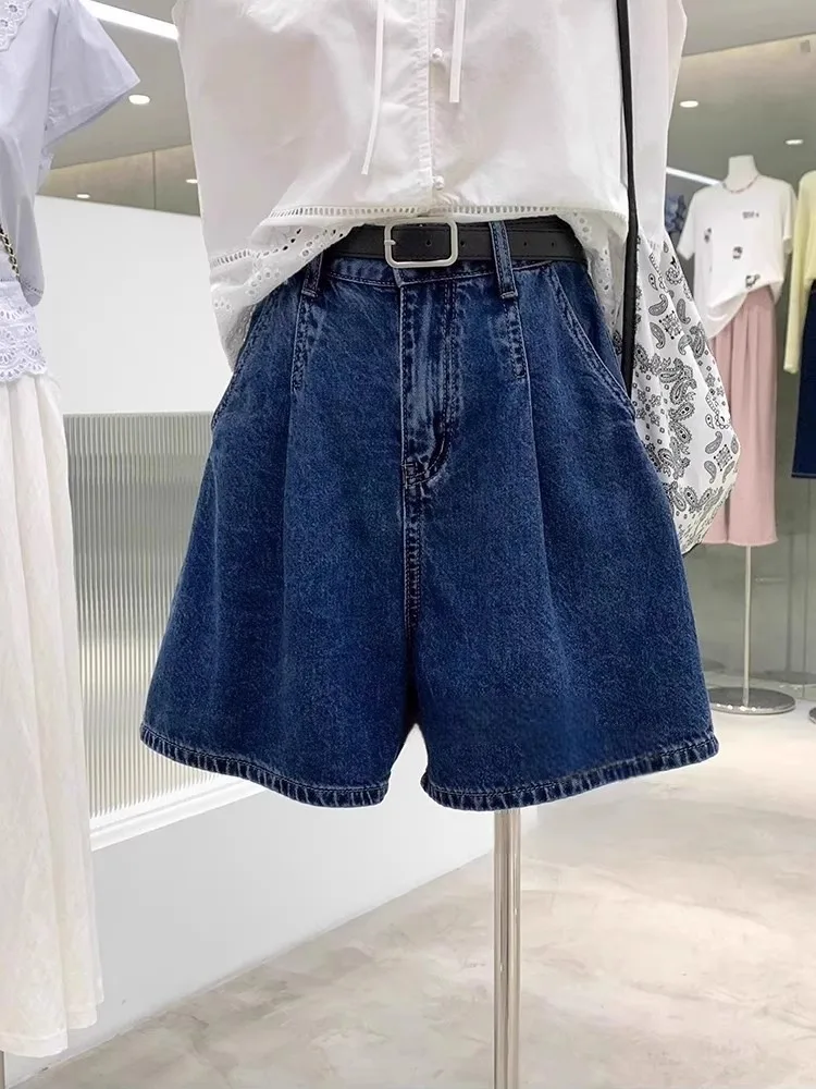 High Waist A-Line Wide Leg Jeans Shorts Women's Summer Loose Hiding Hip Slimming Casual Denim Shorts Blue Casual Style
High Waist A-Line Wide Leg Jeans Shorts Women's Summer Loose Hiding Hip Slimming Casual Denim Shorts Blue Casual Style