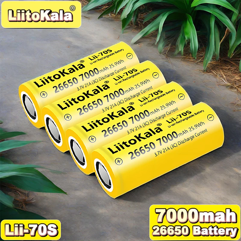 LiitoKala 26650 7000mAh Rechargeable Li-ion Battery 4.2V Max Voltage Durable for Power Tools
LiitoKala 26650 7000mAh Rechargeable Li-ion Battery 4.2V Max Voltage Durable for Power Tools