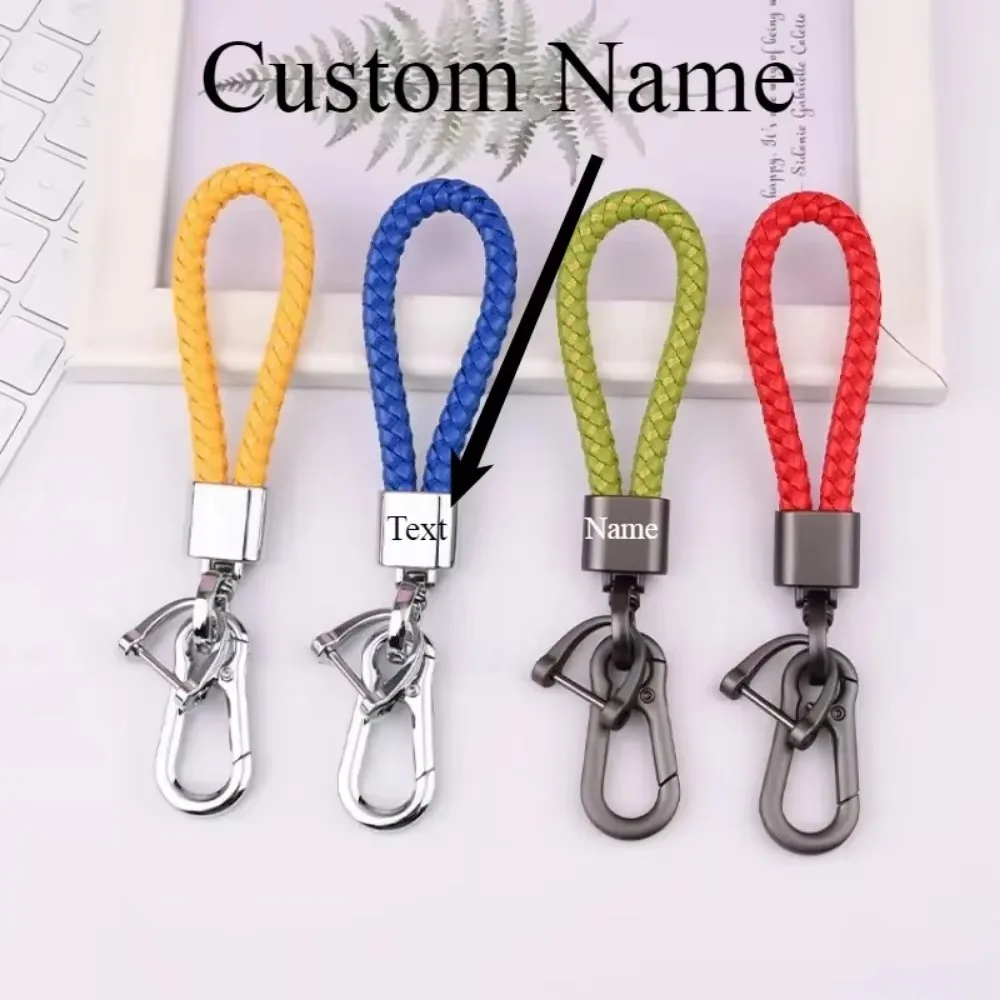 Creative Idea Leather Weave Keychain Custom Logo Name Keyring Metal Color Alloy Car Moto Upscale Key Chain Ring Lovers Gift
Creative Idea Leather Weave Keychain Custom Logo Name Keyring Metal Color Alloy Car Moto Upscale Key Chain Ring Lovers Gift