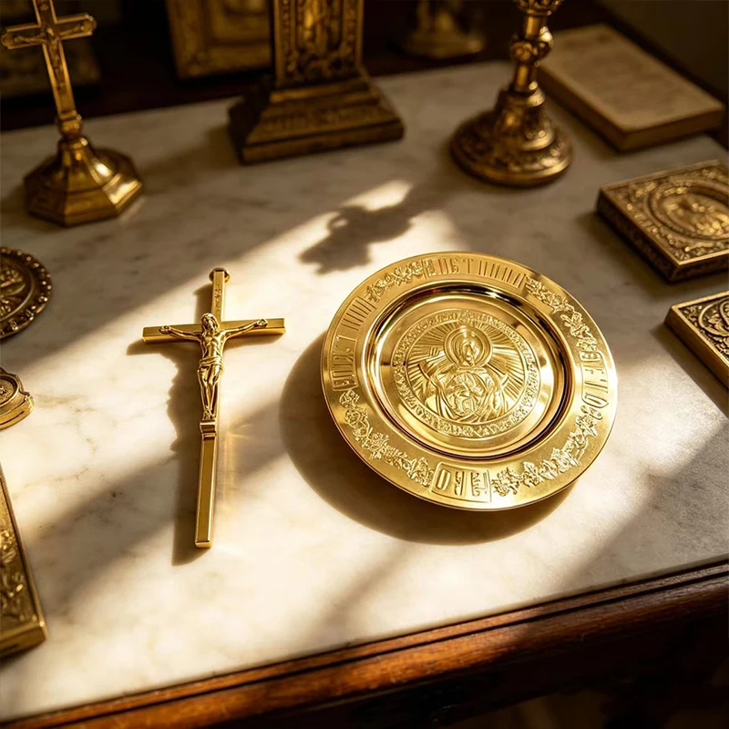 Orthodox Altar Set Metal Jesus Christ Crucifix and Icon Plate 15cm Gold Silver Religious Decoration Church Supplies Home Decor
Orthodox Altar Set Metal Jesus Christ Crucifix and Icon Plate 15cm Gold Silver Religious Decoration Church Supplies Home Decor