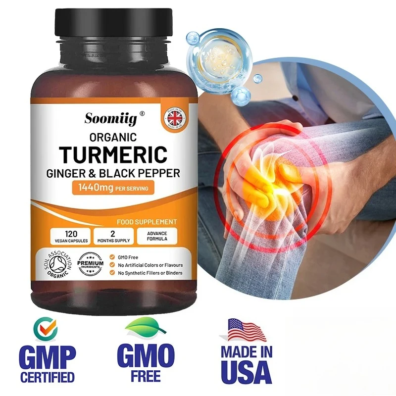 Organic Turmeric Ginger & Black Pepper Blend Capsules Joint Health Supplement Helps Joint Flexibility and Cushioning
Organic Turmeric Ginger & Black Pepper Blend Capsules Joint Health Supplement Helps Joint Flexibility and Cushioning