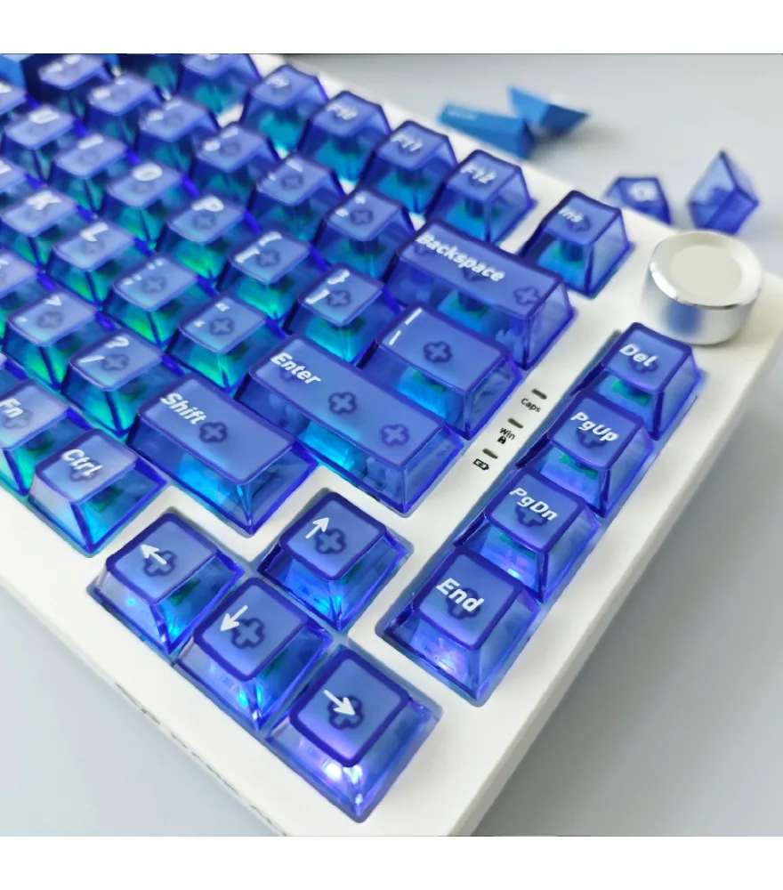 Sublimation PC fog through ice blue personalized customized mechanical keyboard 136 keys full set
Sublimation PC fog through ice blue personalized customized mechanical keyboard 136 keys full set
