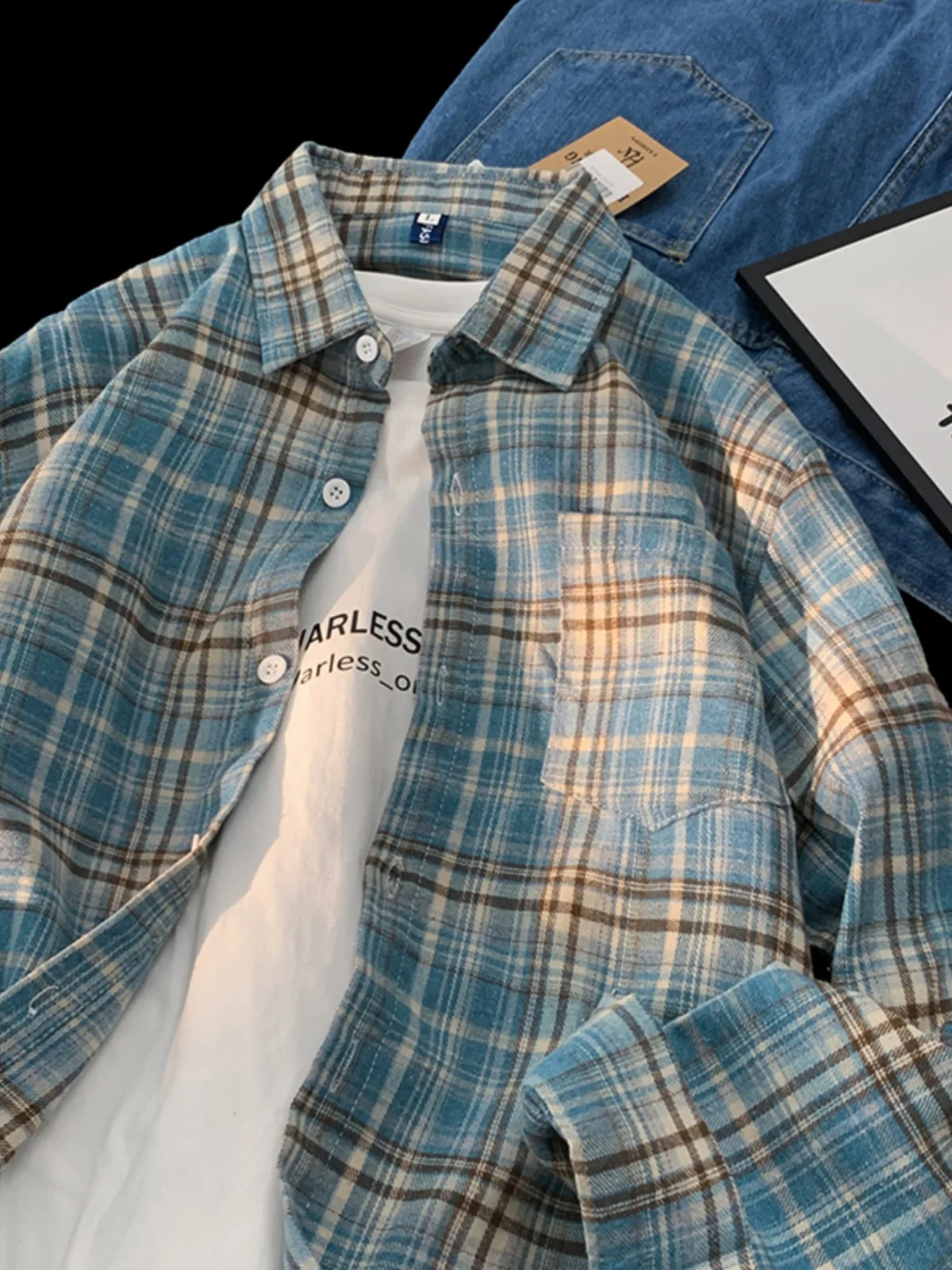 Casual Plaid Long Sve Men's irt Spring Autumn American Retro Loose Faion Brand All-Match Student Leisure Coat
Casual Plaid Long Sve Men's irt Spring Autumn American Retro Loose Faion Brand All-Match Student Leisure Coat