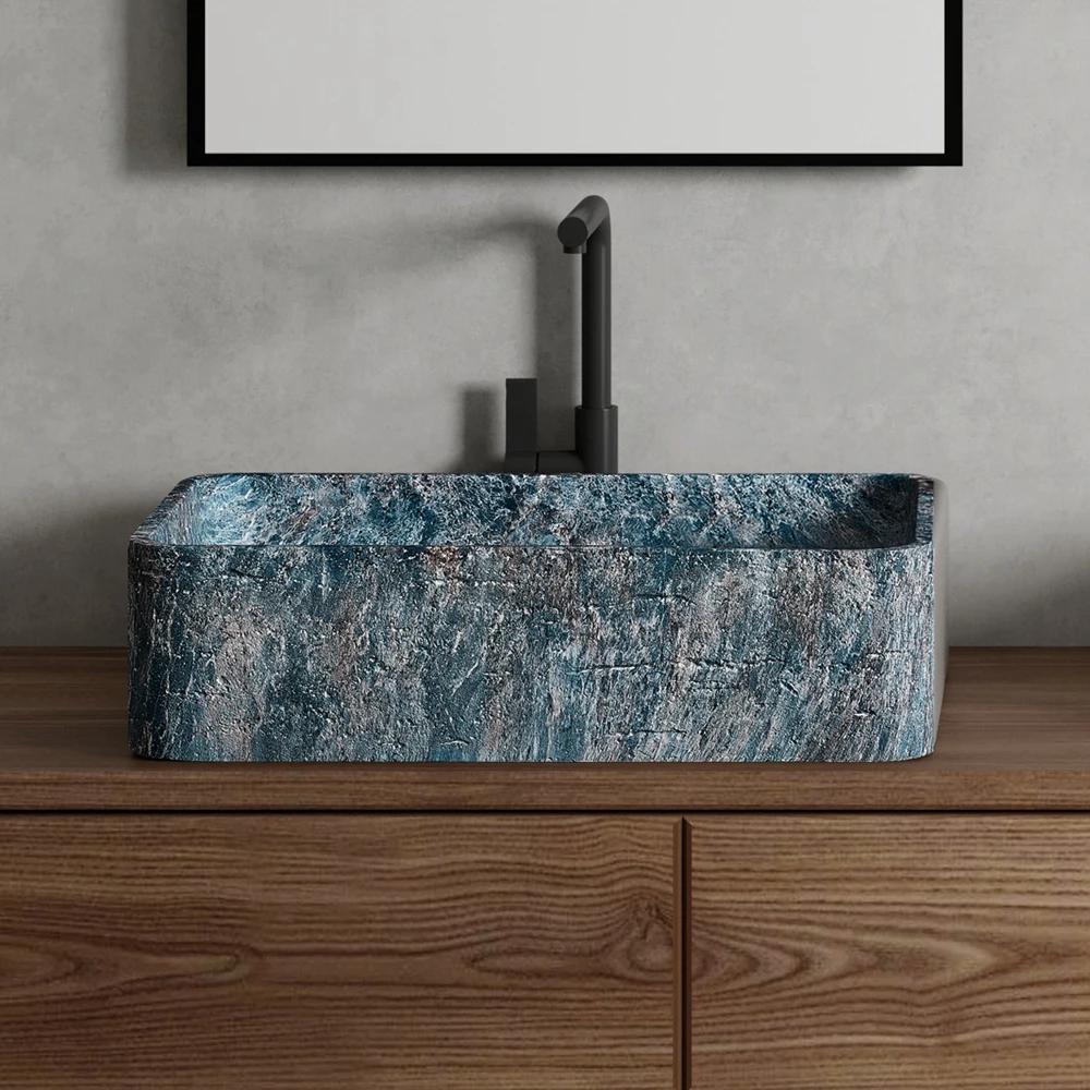 j* Light Luxury Modern Rectangle Artificial Stone Wash Basin Blue Counter Top Bathroom Sink Unique Pattern Art Basin for Hotel
j* Light Luxury Modern Rectangle Artificial Stone Wash Basin Blue Counter Top Bathroom Sink Unique Pattern Art Basin for Hotel