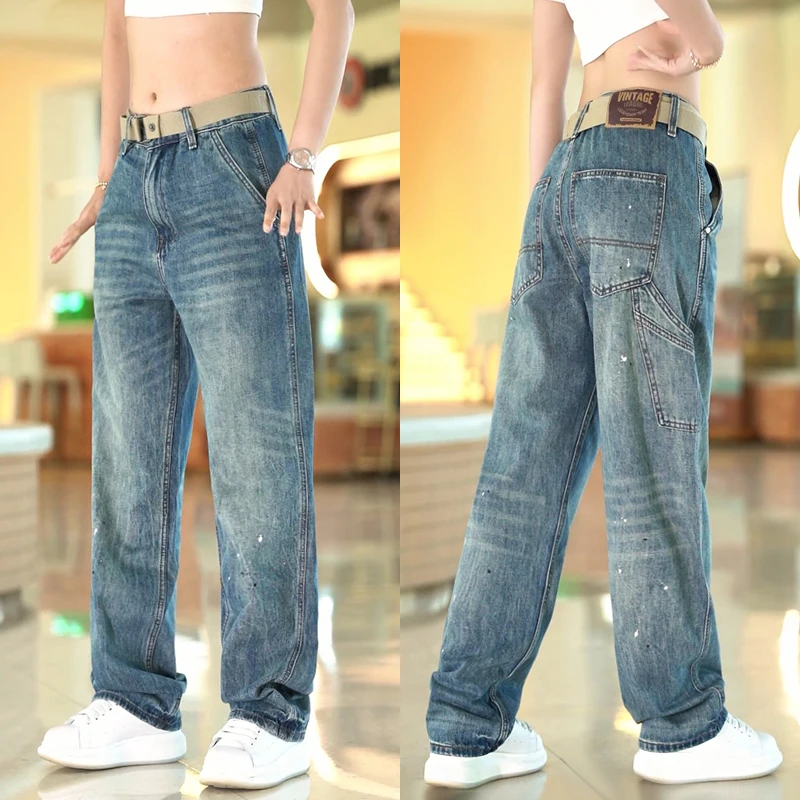 Retro American Denim Jeans Men's Autumn Trendy All-Match Paint Dot Straight Leg Fashion Loose Wide Leg Long Pants
Retro American Denim Jeans Men's Autumn Trendy All-Match Paint Dot Straight Leg Fashion Loose Wide Leg Long Pants