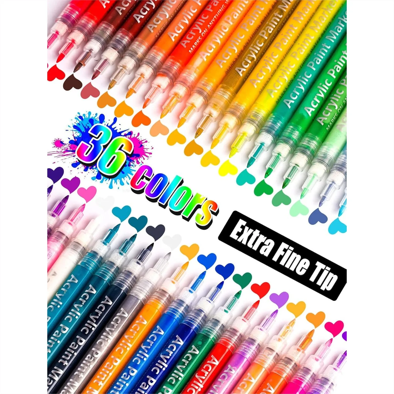 36 Colors Extra Fine Tip Acrylic Paint Pens for Rock Painting, Canvas, Wood, Glass, Ceramic, Fabric with Japanese Nylon Tip
36 Colors Extra Fine Tip Acrylic Paint Pens for Rock Painting, Canvas, Wood, Glass, Ceramic, Fabric with Japanese Nylon Tip