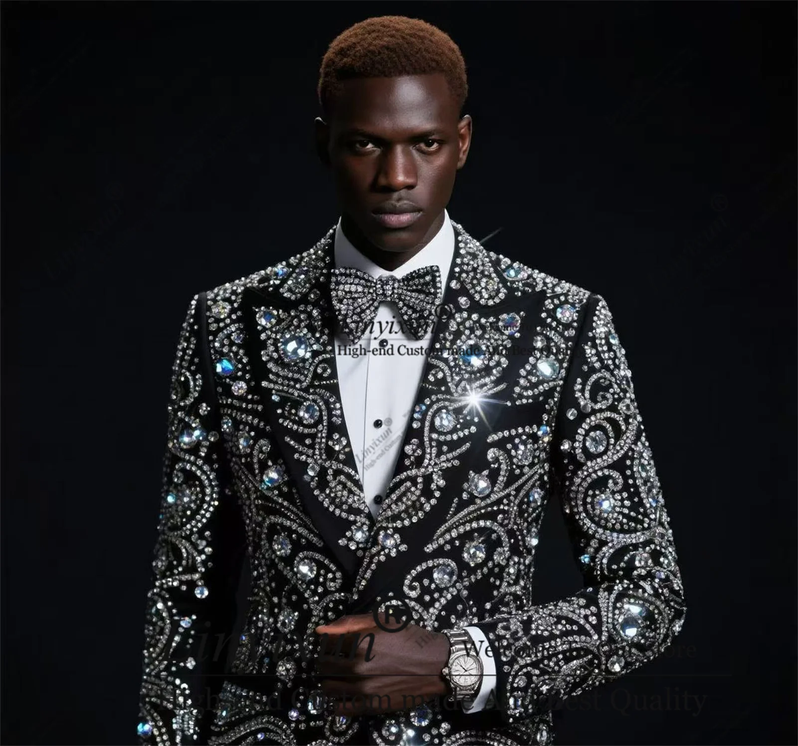 Luxurious design Diamond Rhinestone Men Suits 2 Piece Sets Party Blazer Customized Slim Fit Costume Homme Formal Groom Tuxedos
Luxurious design Diamond Rhinestone Men Suits 2 Piece Sets Party Blazer Customized Slim Fit Costume Homme Formal Groom Tuxedos