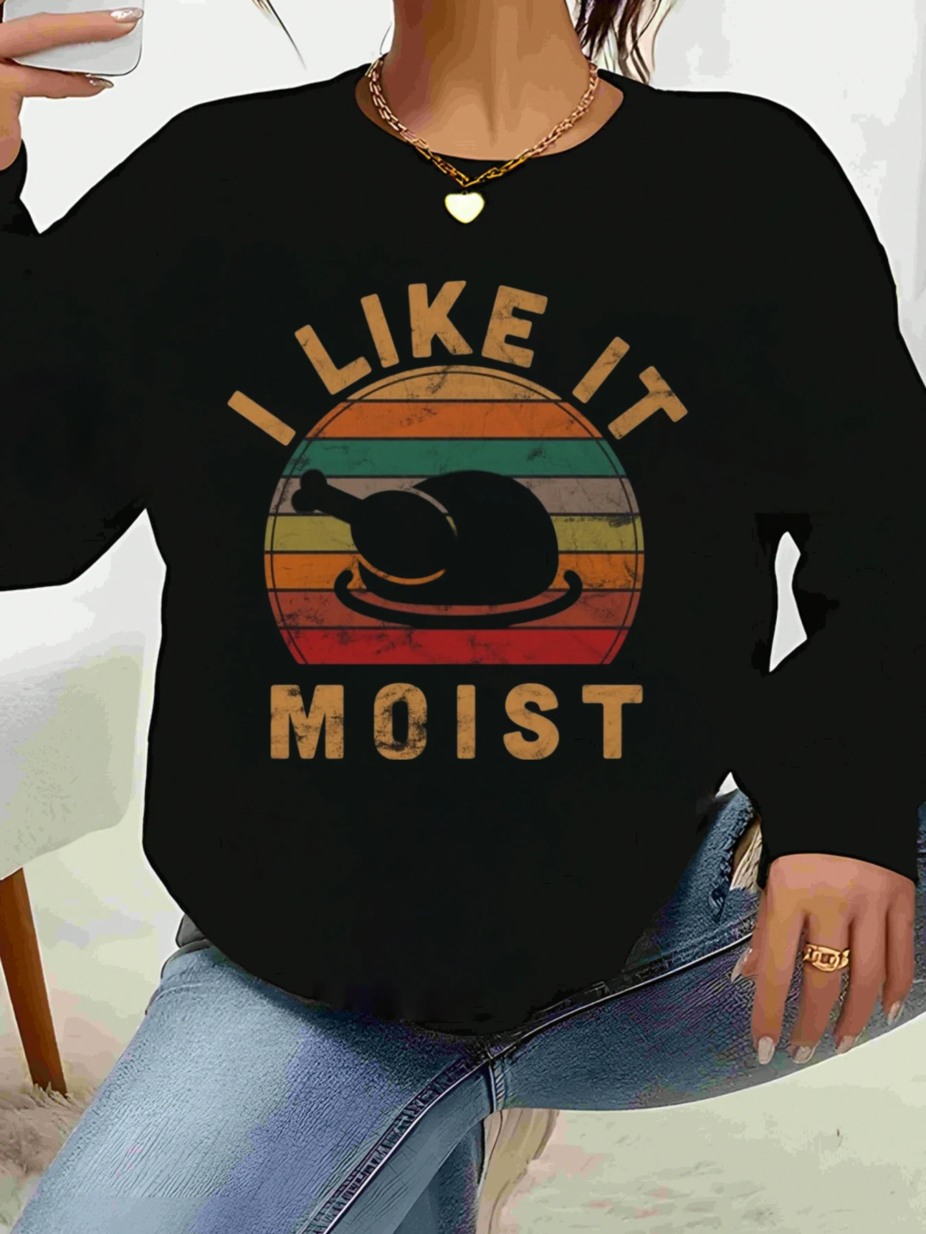 I Like It Влажный топ с длинными рукавами и принтом Турции, праздничная повседневная одежда на День Благодарения, женский модный свитер
I Like It Влажный топ с длинными рукавами и принтом Турции, праздничная повседневная одежда на День Благодарения, женский модный свитер