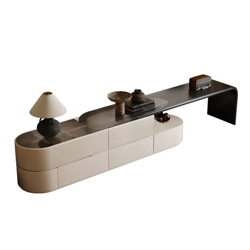 Cream wind retractable TV cabinet black French retro tempered glass coffee table medium and ancient style push-pull
Cream wind retractable TV cabinet black French retro tempered glass coffee table medium and ancient style push-pull