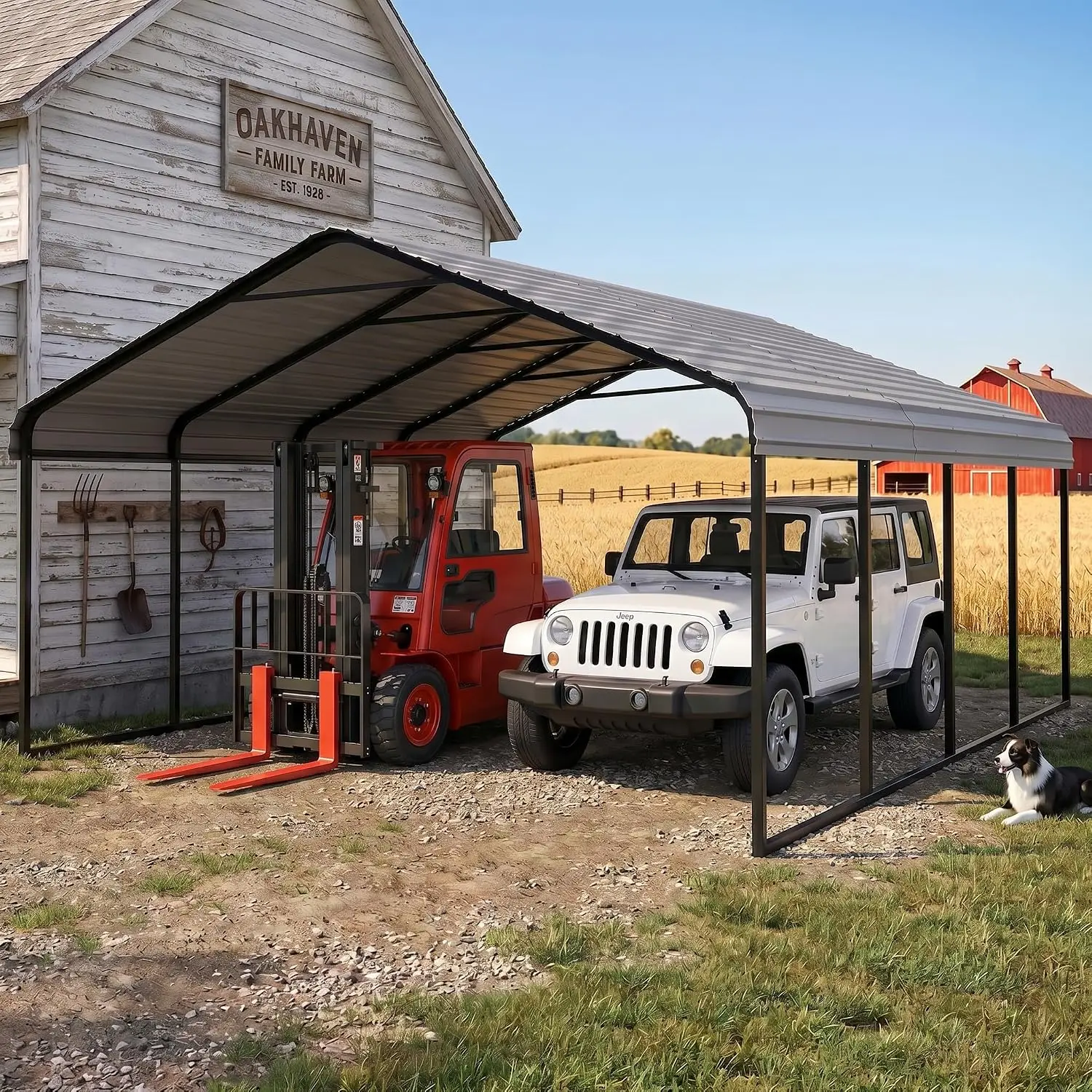 20x20FT Heavy Duty Metal Carport with Galvanized Steel Frame, Vertical Roof Design, Reinforced Base, and All-Weather, Custom
20x20FT Heavy Duty Metal Carport with Galvanized Steel Frame, Vertical Roof Design, Reinforced Base, and All-Weather, Custom