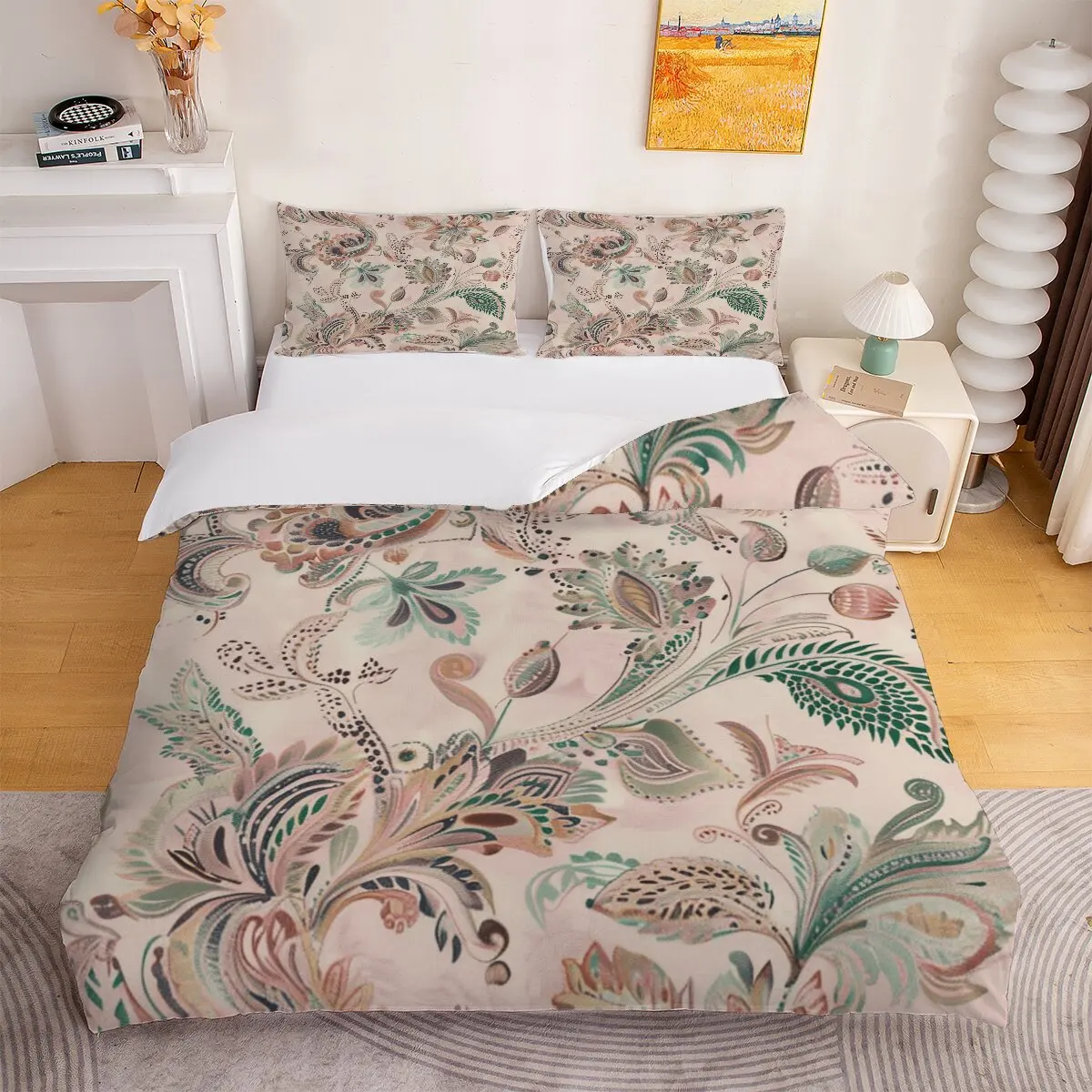 Vintage plant pattern Down comforter set large size beaded flower Duvet cover set, 1 duvet cover and 2 pillowcases
Vintage plant pattern Down comforter set large size beaded flower Duvet cover set, 1 duvet cover and 2 pillowcases