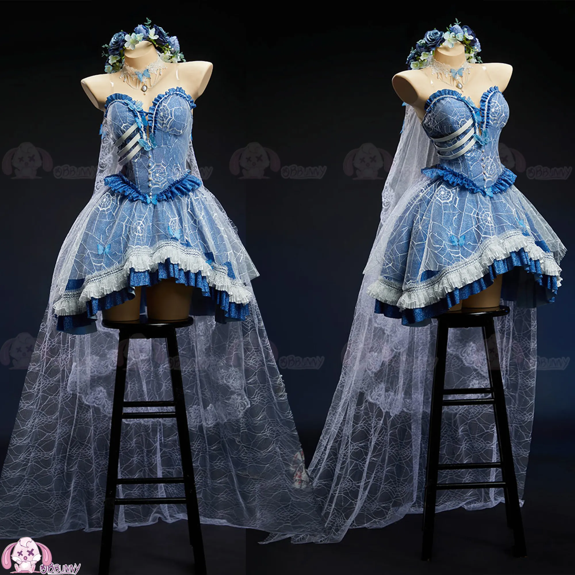 Handmade Cos Outfit: Corpse Bride Emily Cosplay Costume Full Set Halloween Cosplay Blue Butterfly Gothic Lolita Dress HCos
Handmade Cos Outfit: Corpse Bride Emily Cosplay Costume Full Set Halloween Cosplay Blue Butterfly Gothic Lolita Dress HCos