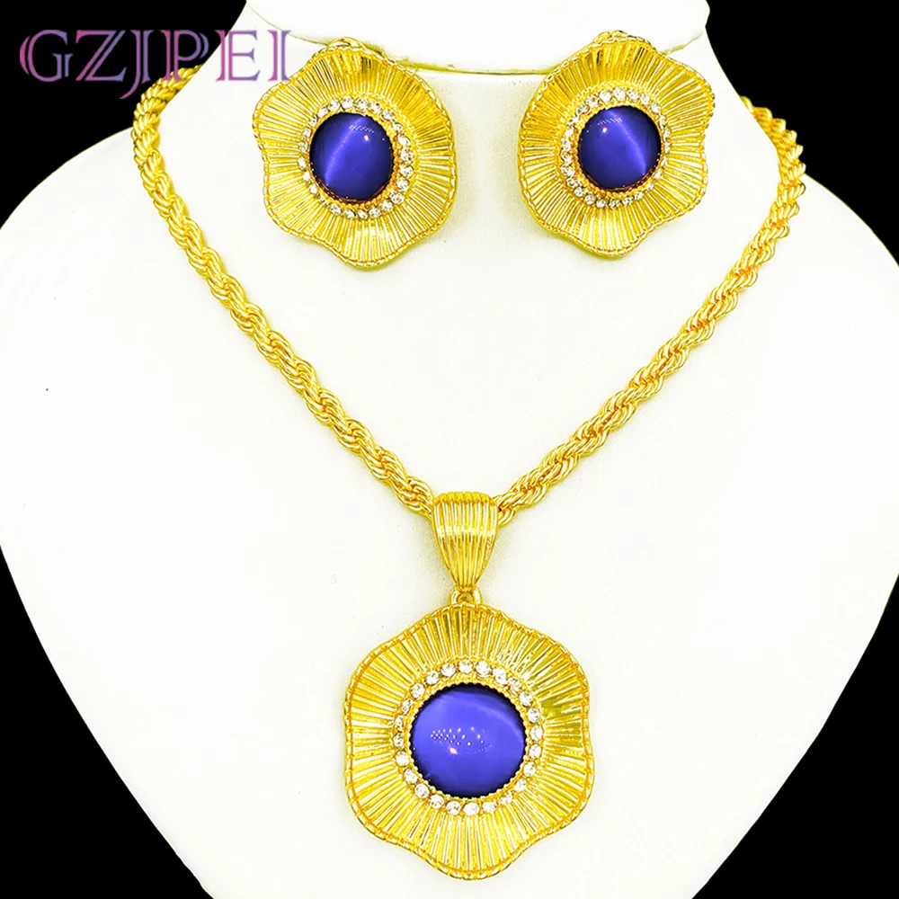 GZJPEI Fashion Blue Pendant Necklace Earring Set Twisted Chain Necklace Piercing For Women Lover Valentine's Day Gift 2026 New
GZJPEI Fashion Blue Pendant Necklace Earring Set Twisted Chain Necklace Piercing For Women Lover Valentine's Day Gift 2026 New