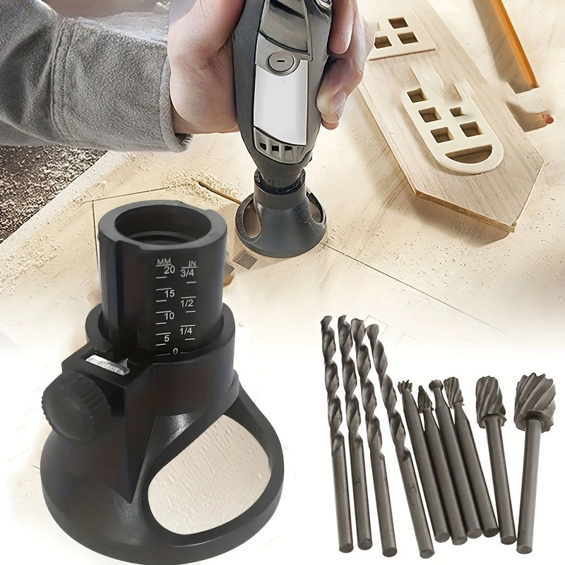 29pcs Rotary Cutter Tool Cutting Guide Attachment Kit, 1/8"(3mm) Shank HSS Routing Router Bits And Twist Drill Bits