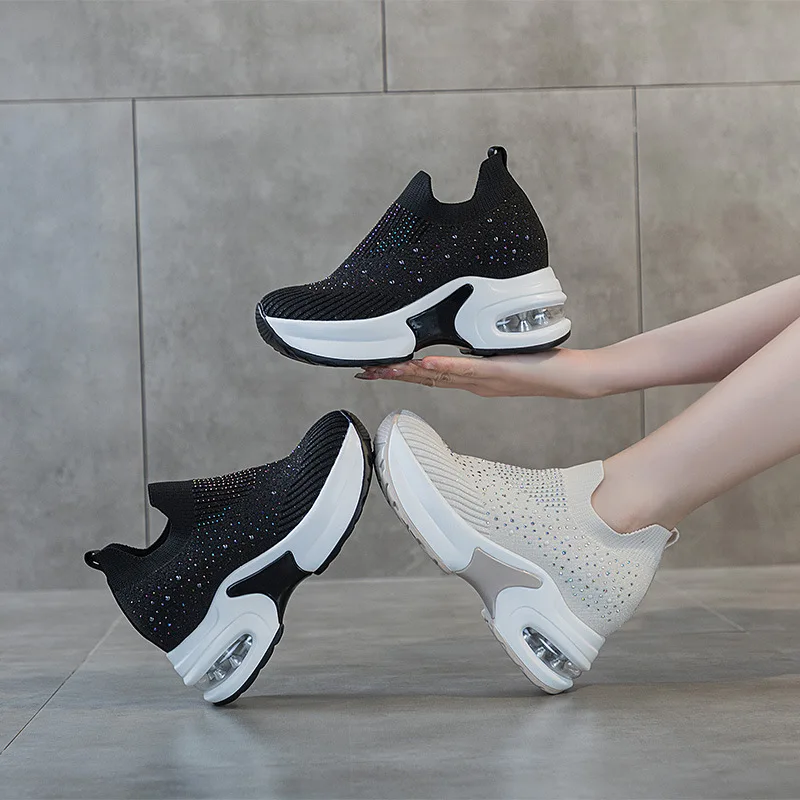 8cm Air Mesh Platform Sneakers Wedge Crystal Shoes White Black Height Increased High Heel for Women Slip on Shoes Vulcanized
8cm Air Mesh Platform Sneakers Wedge Crystal Shoes White Black Height Increased High Heel for Women Slip on Shoes Vulcanized