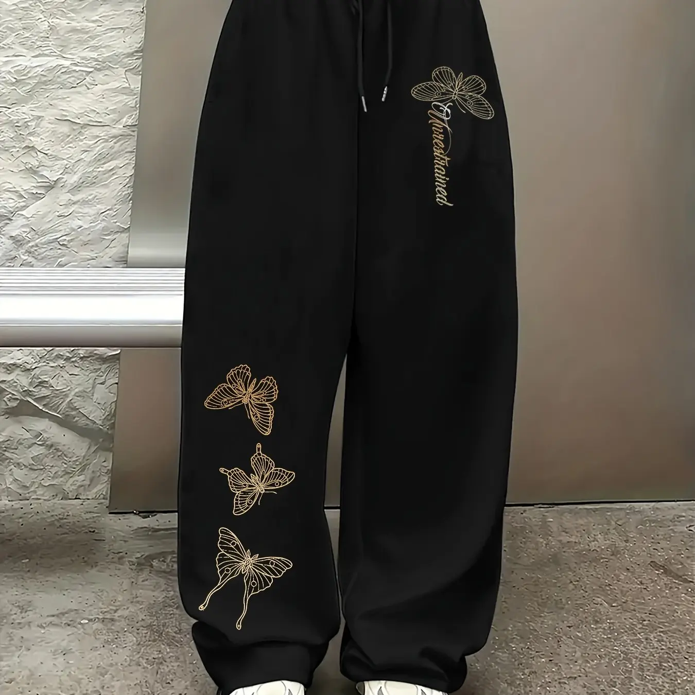 Women's Casual Butterfly Print Sports Pants with Drawstring and Elastic Waist, Women's Straight Running Pants
Women's Casual Butterfly Print Sports Pants with Drawstring and Elastic Waist, Women's Straight Running Pants