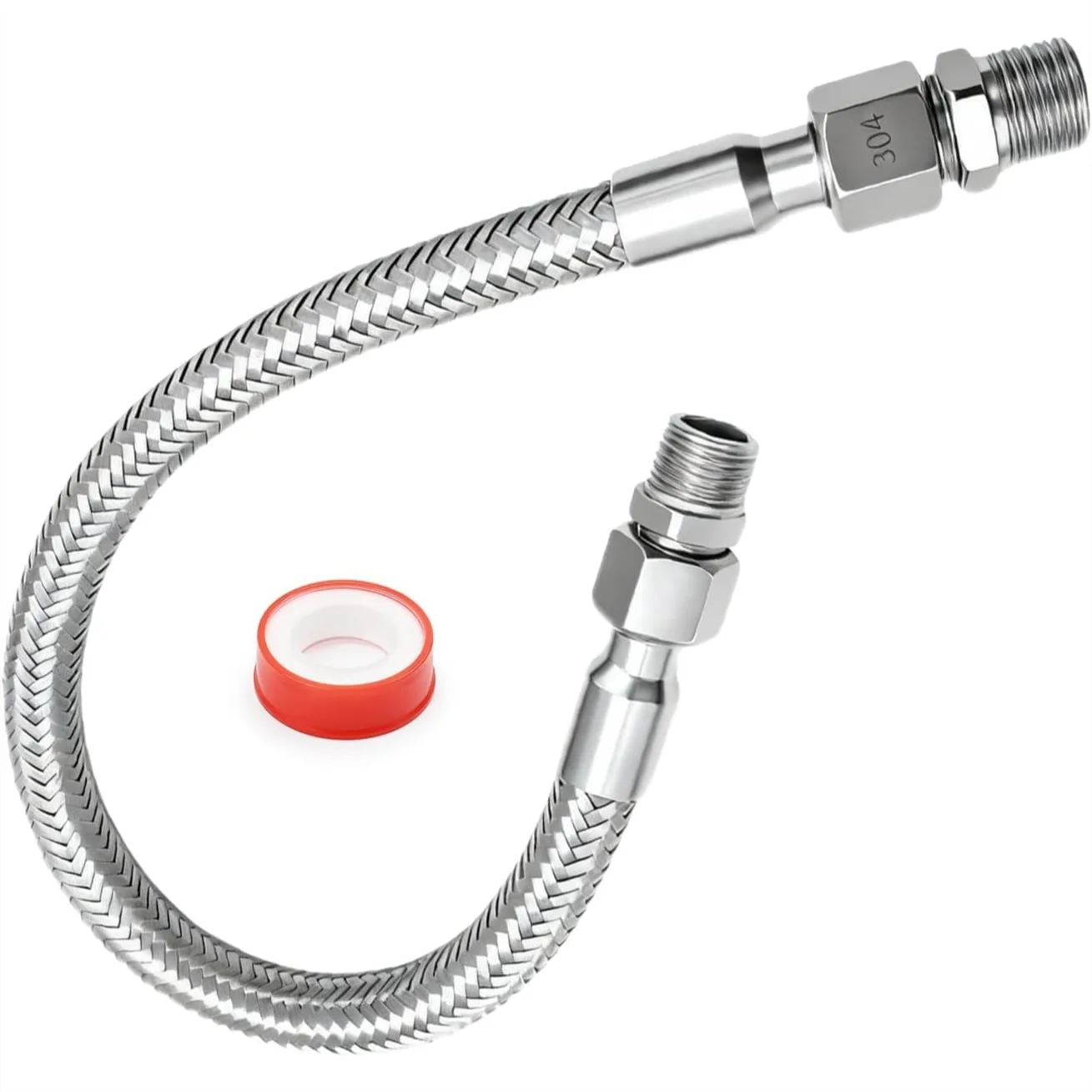 3/8" NPT x 20" Air Compressor Jumper Hose, Stainless Steel Braided Flexible Connector Line, 870 PSI, 360° Swivel Male Ends for
3/8" NPT x 20" Air Compressor Jumper Hose, Stainless Steel Braided Flexible Connector Line, 870 PSI, 360° Swivel Male Ends for