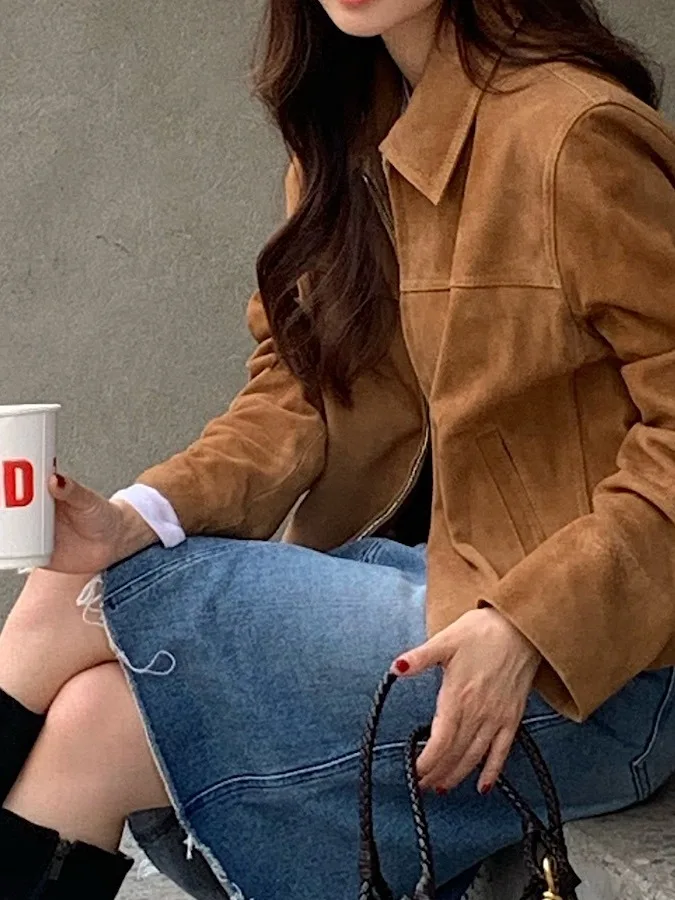 2025 New Faion Korean Sle Zipper Deer Skin Velvet ort Jaet Women's Stand Collar Long Sve Sweet Cool Muralad Coat
2025 New Faion Korean Sle Zipper Deer Skin Velvet ort Jaet Women's Stand Collar Long Sve Sweet Cool Muralad Coat
