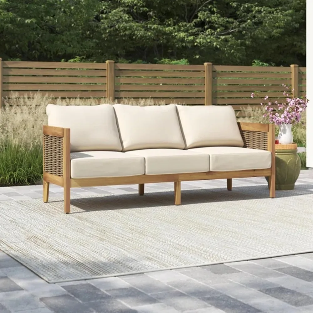 Merax Outdoor Acacia Wood Wicker 3-Seater Sofa, Patio Conversation Set w/All-Weather Cushions & Reinforced Hardwood Frame
Merax Outdoor Acacia Wood Wicker 3-Seater Sofa, Patio Conversation Set w/All-Weather Cushions & Reinforced Hardwood Frame
