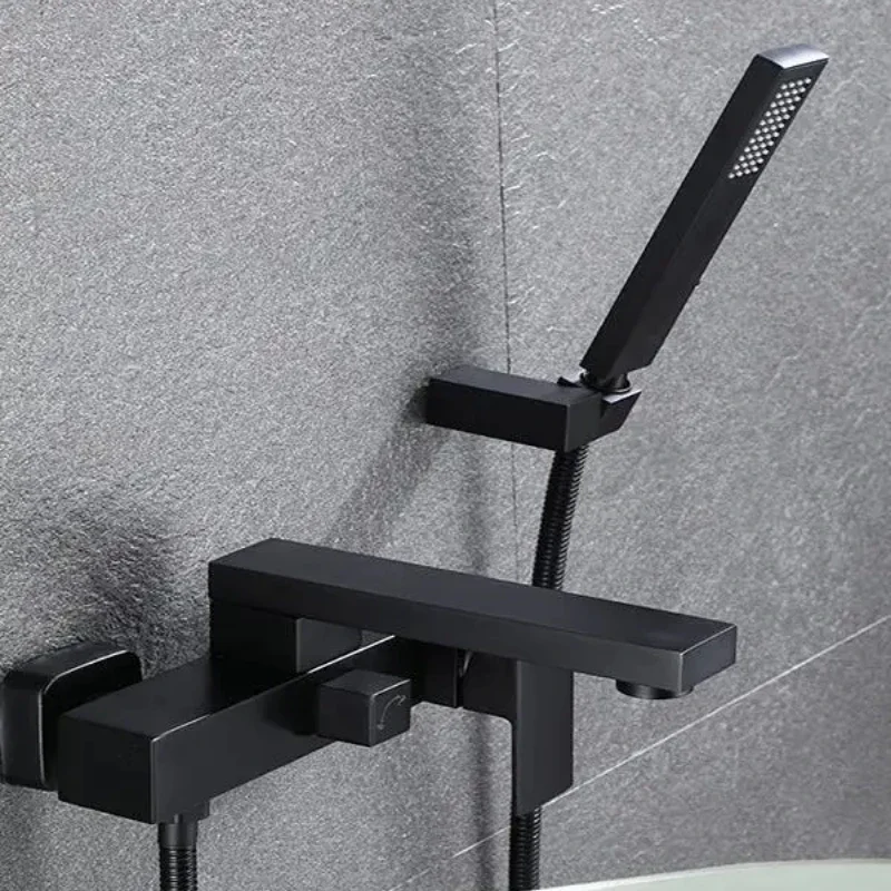 Black Wall-Mounted Bathtub Faucet Swivel Spout Shower Mixer Dual Handle Hot and Cold Water Tap for Modern Bathrooms
Black Wall-Mounted Bathtub Faucet Swivel Spout Shower Mixer Dual Handle Hot and Cold Water Tap for Modern Bathrooms