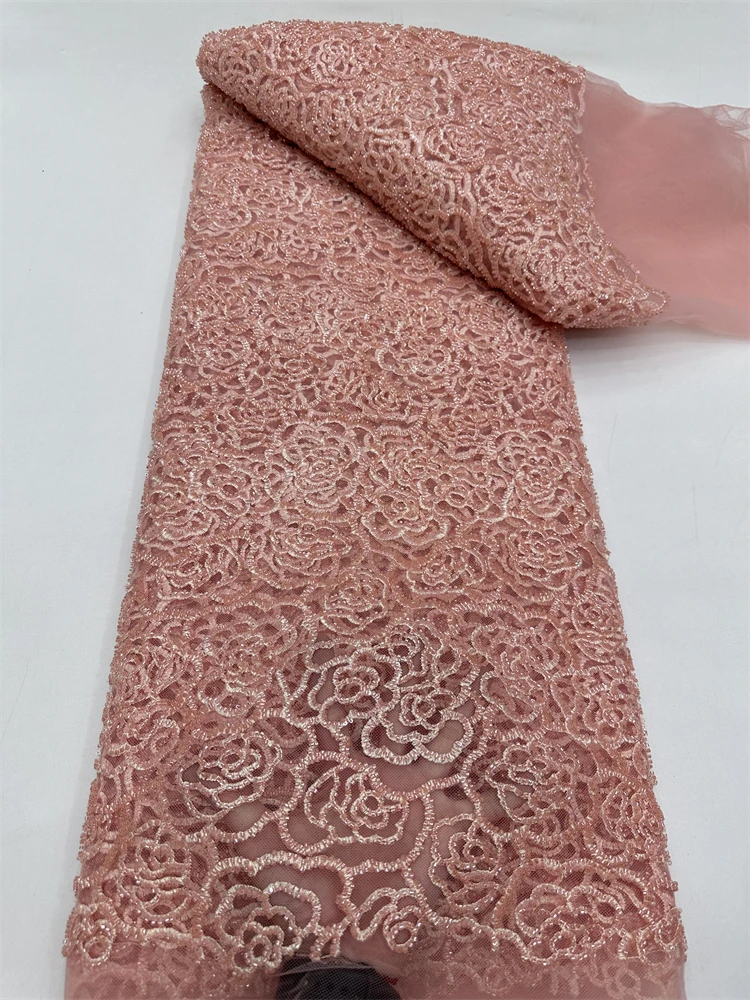 African Heavy Beaded Lace Fabric 2026 High Quality 5 Yards Sequins French Tulle Bead Lace for Wedding Party Dresses
African Heavy Beaded Lace Fabric 2026 High Quality 5 Yards Sequins French Tulle Bead Lace for Wedding Party Dresses
