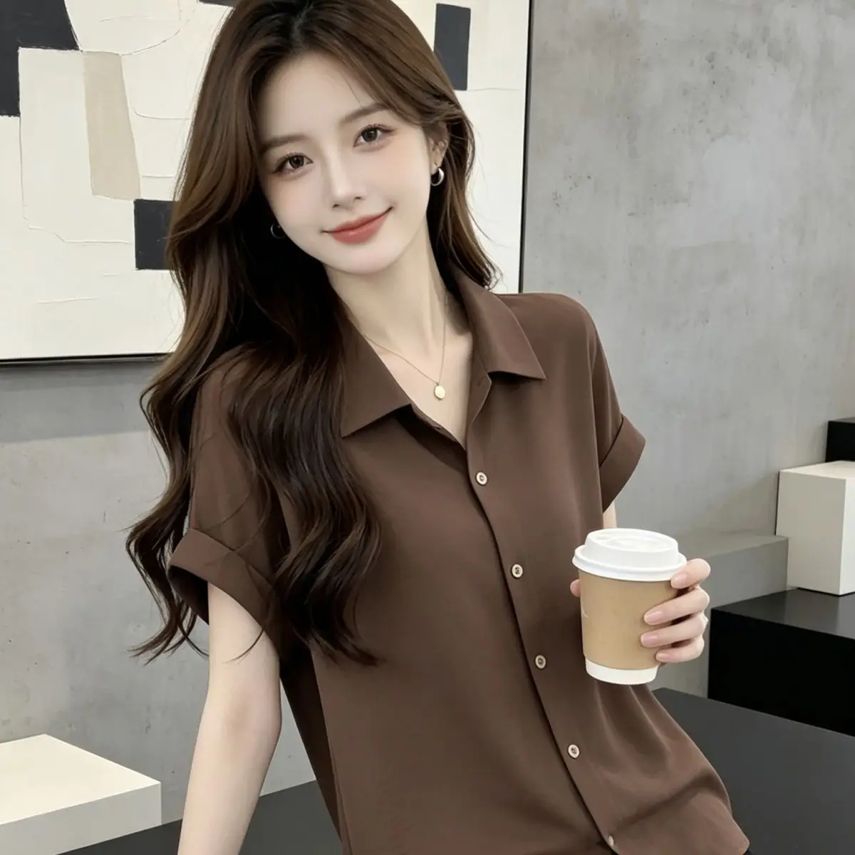 Summer 2026 New Style Loose Thin Short Sleeve Chiffon Shirt Belly Cover Fashionable Casual Women's Top round Neck Easy Care
Summer 2026 New Style Loose Thin Short Sleeve Chiffon Shirt Belly Cover Fashionable Casual Women's Top round Neck Easy Care