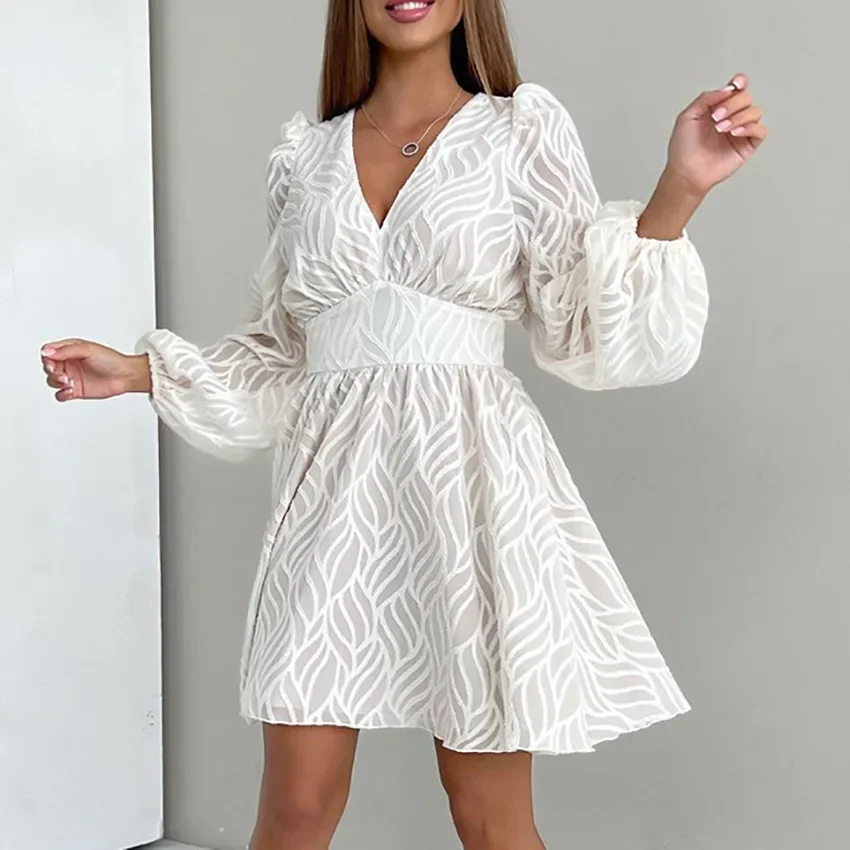 Autumn Fashion French Print White Dress Temperament Commuting Waist A-line Skirt Sexy High Waist Long Sleeves Dresses for Women
Autumn Fashion French Print White Dress Temperament Commuting Waist A-line Skirt Sexy High Waist Long Sleeves Dresses for Women