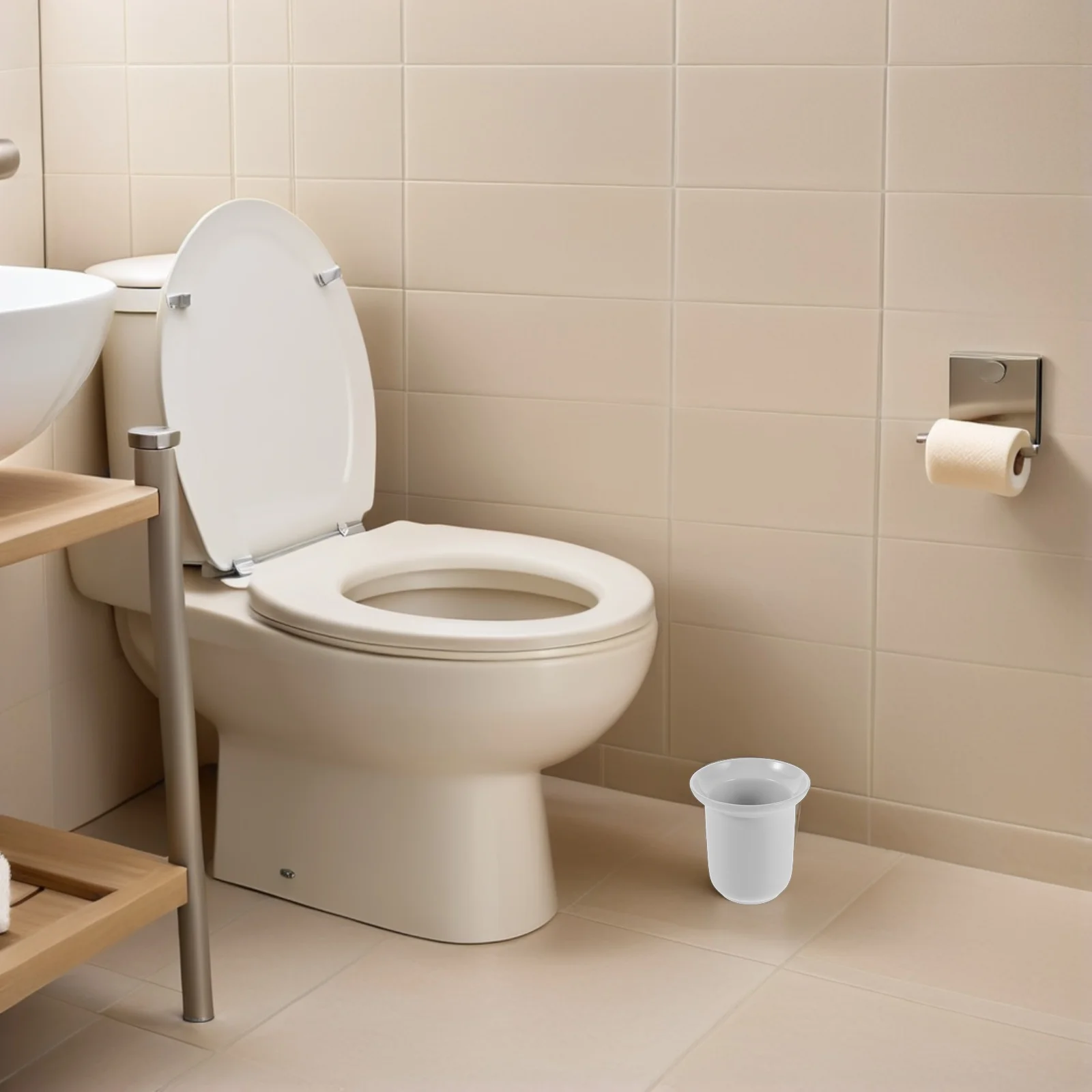White Ceramic Toilet Brush Holder Porcelain Compact Bathroom Brush Cup Space-Saving Elegant Toilet Organizer
White Ceramic Toilet Brush Holder Porcelain Compact Bathroom Brush Cup Space-Saving Elegant Toilet Organizer